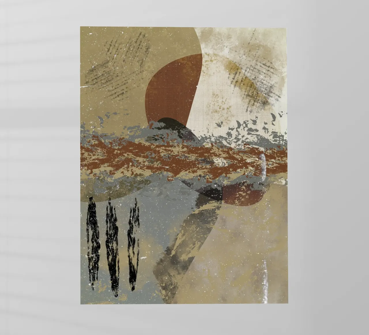 Modern abstract artwork in beige, rust, gray and brown pellicola backlit da Imaginative