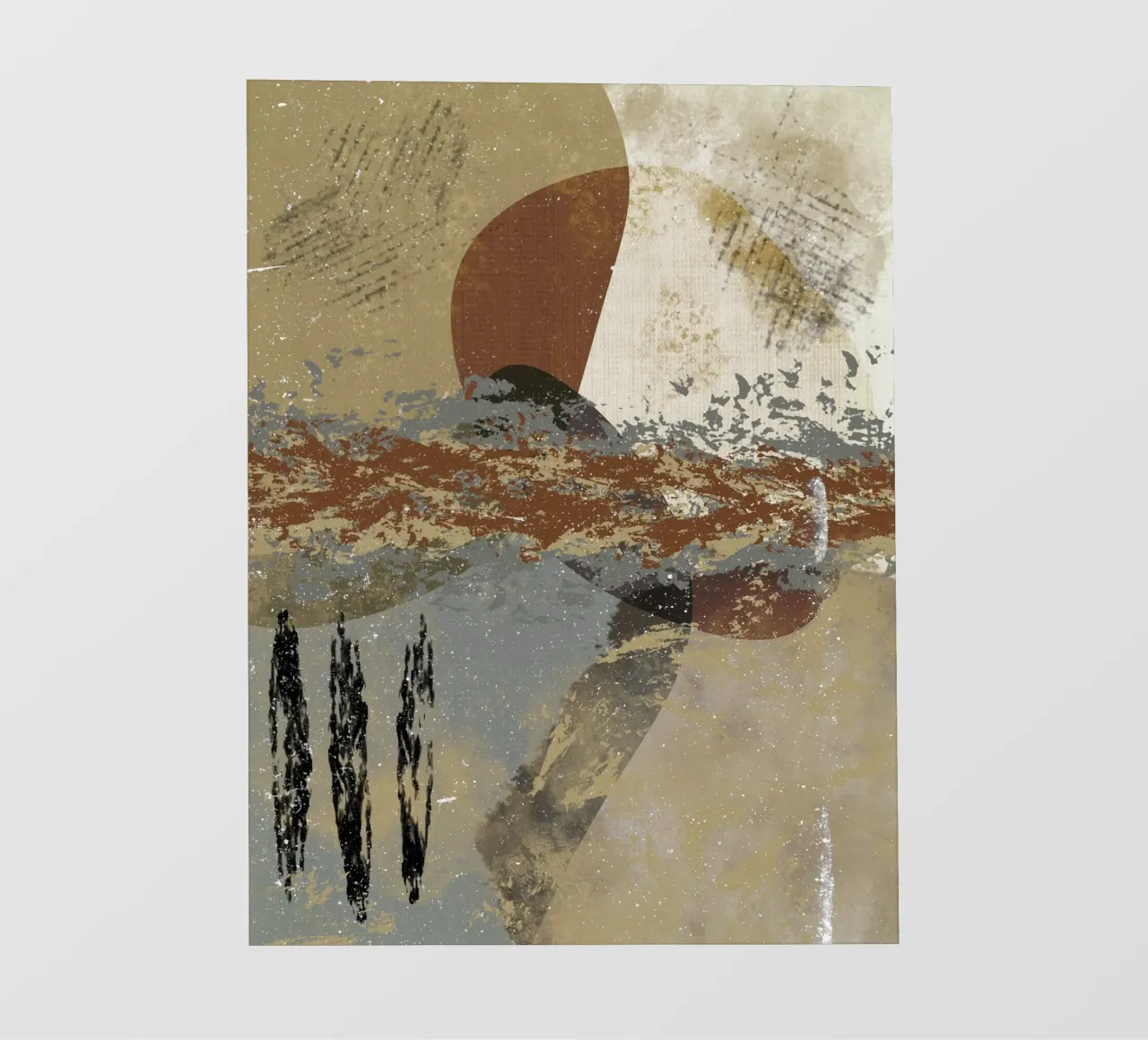 Modern abstract artwork in beige, rust, gray and brown pellicola backlit da Imaginative