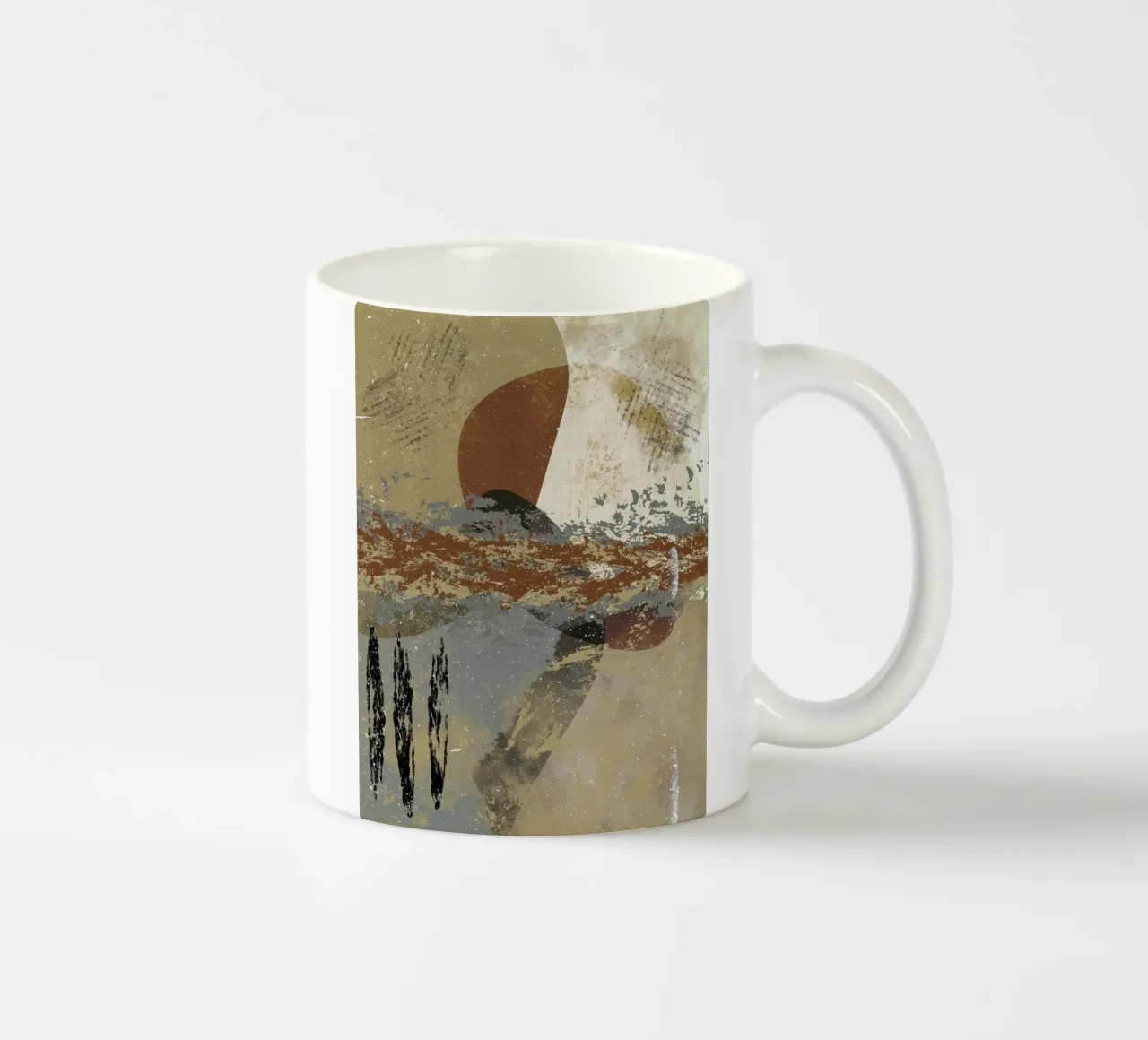 Modern abstract artwork in beige, rust, gray and brown tazza in ceramica da Imaginative