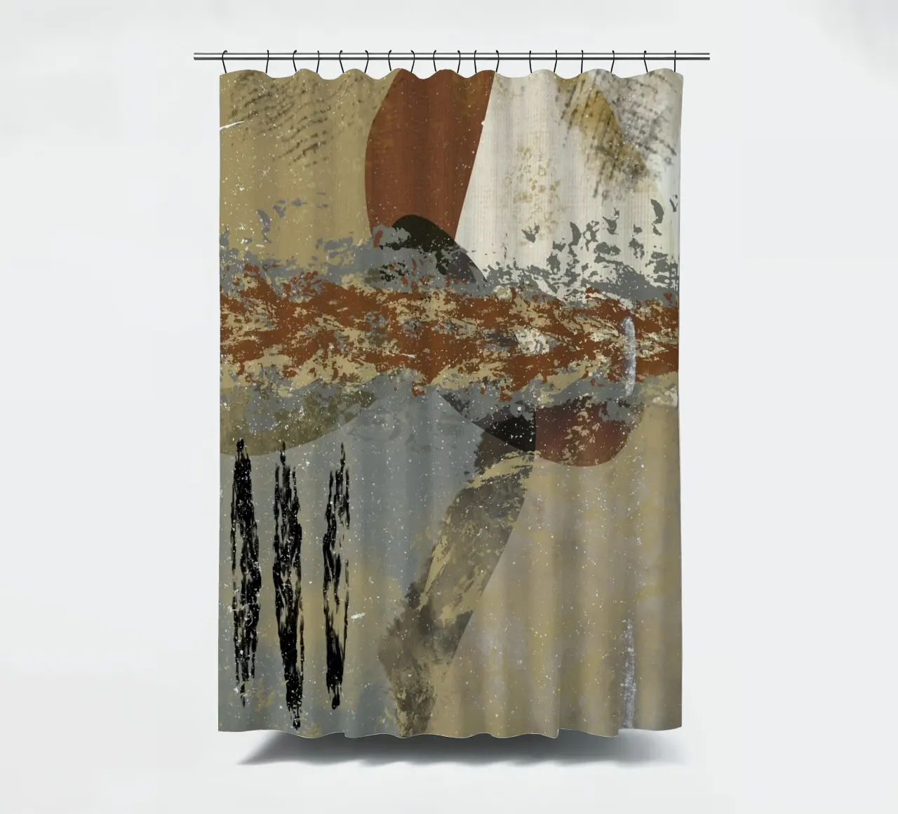 Modern abstract artwork in beige, rust, gray and brown Duschvorhang von Imaginative