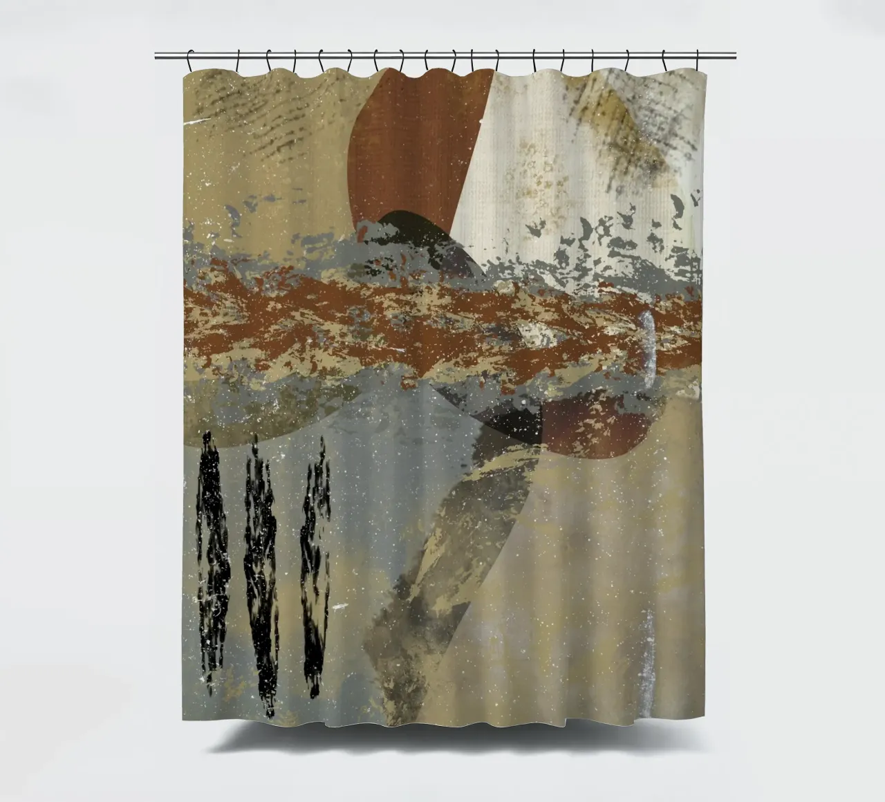 Modern abstract artwork in beige, rust, gray and brown Duschvorhang von Imaginative