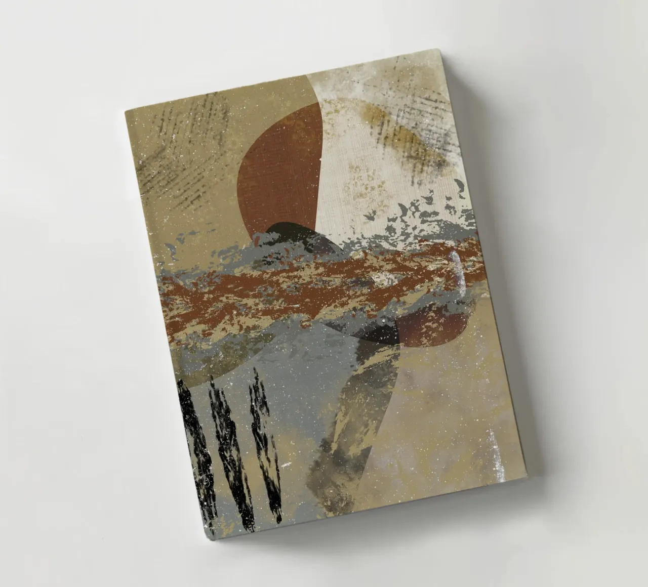 Modern abstract artwork in beige, rust, gray and brown notebook by Imaginative