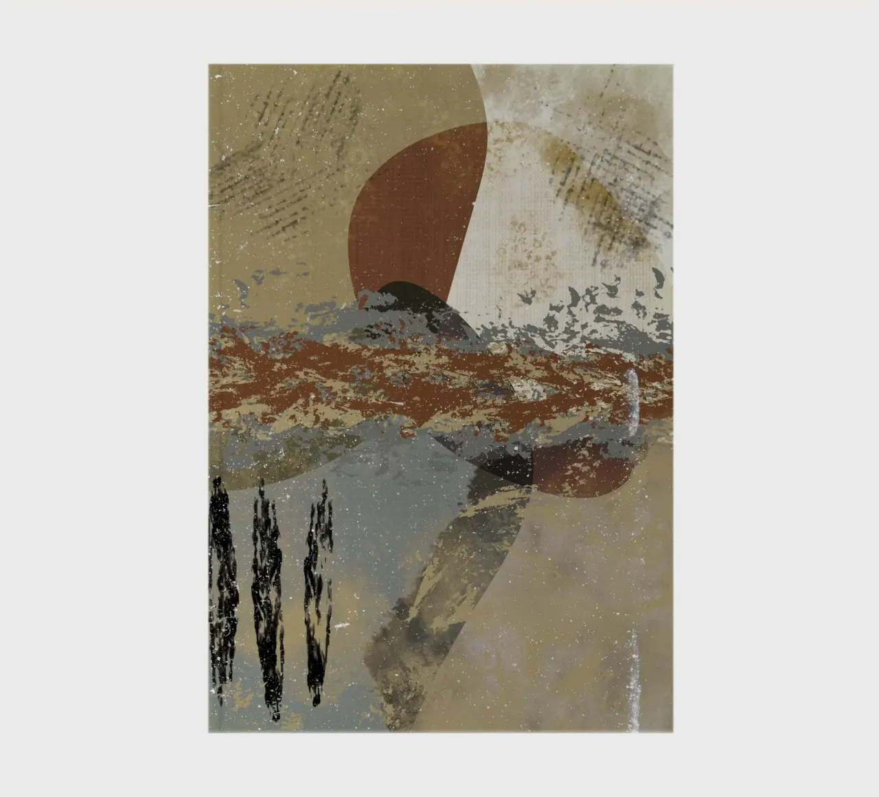 Modern abstract artwork in beige, rust, gray and brown notebook by Imaginative