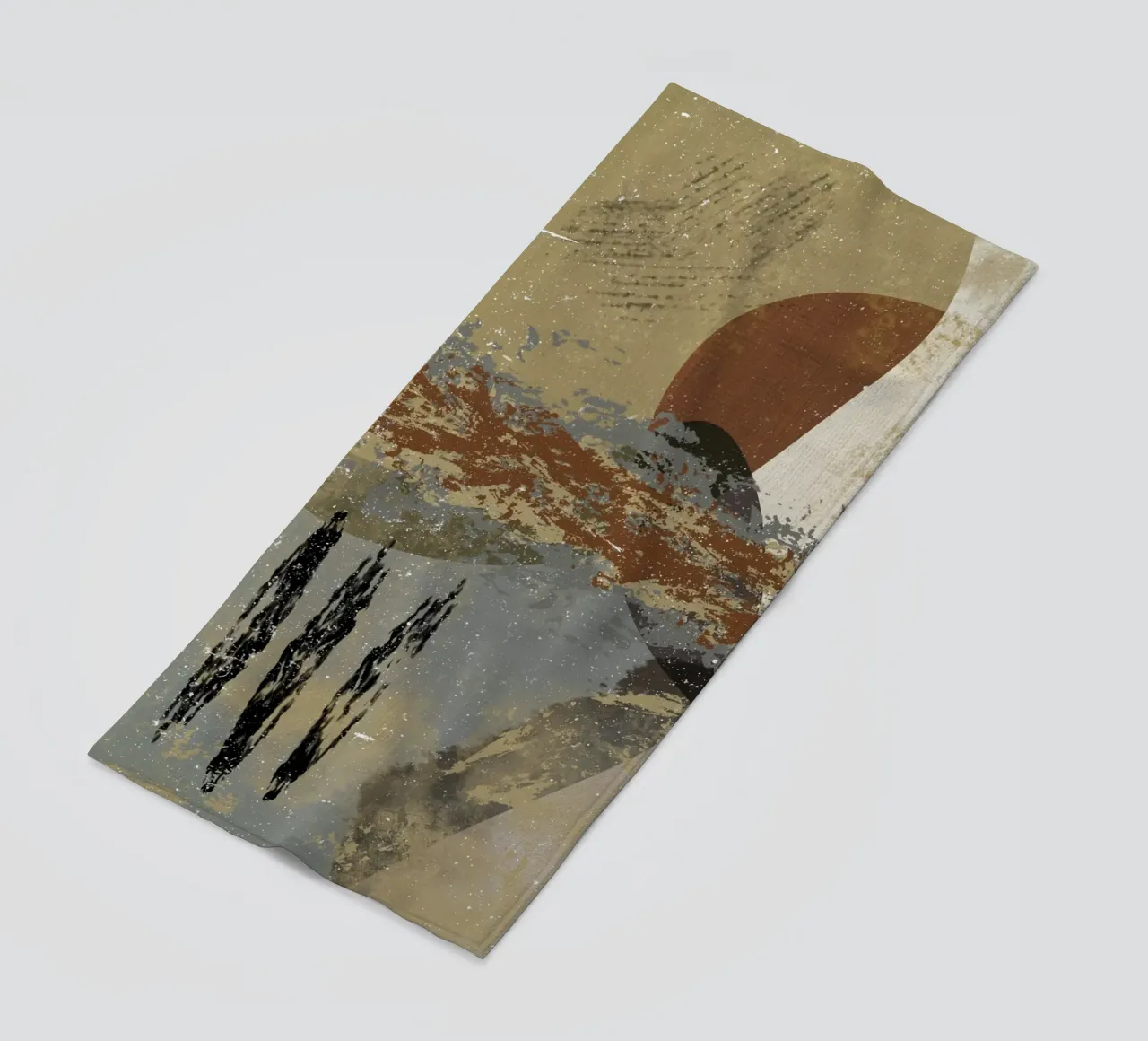 Modern abstract artwork in beige, rust, gray and brown telo mare da Imaginative