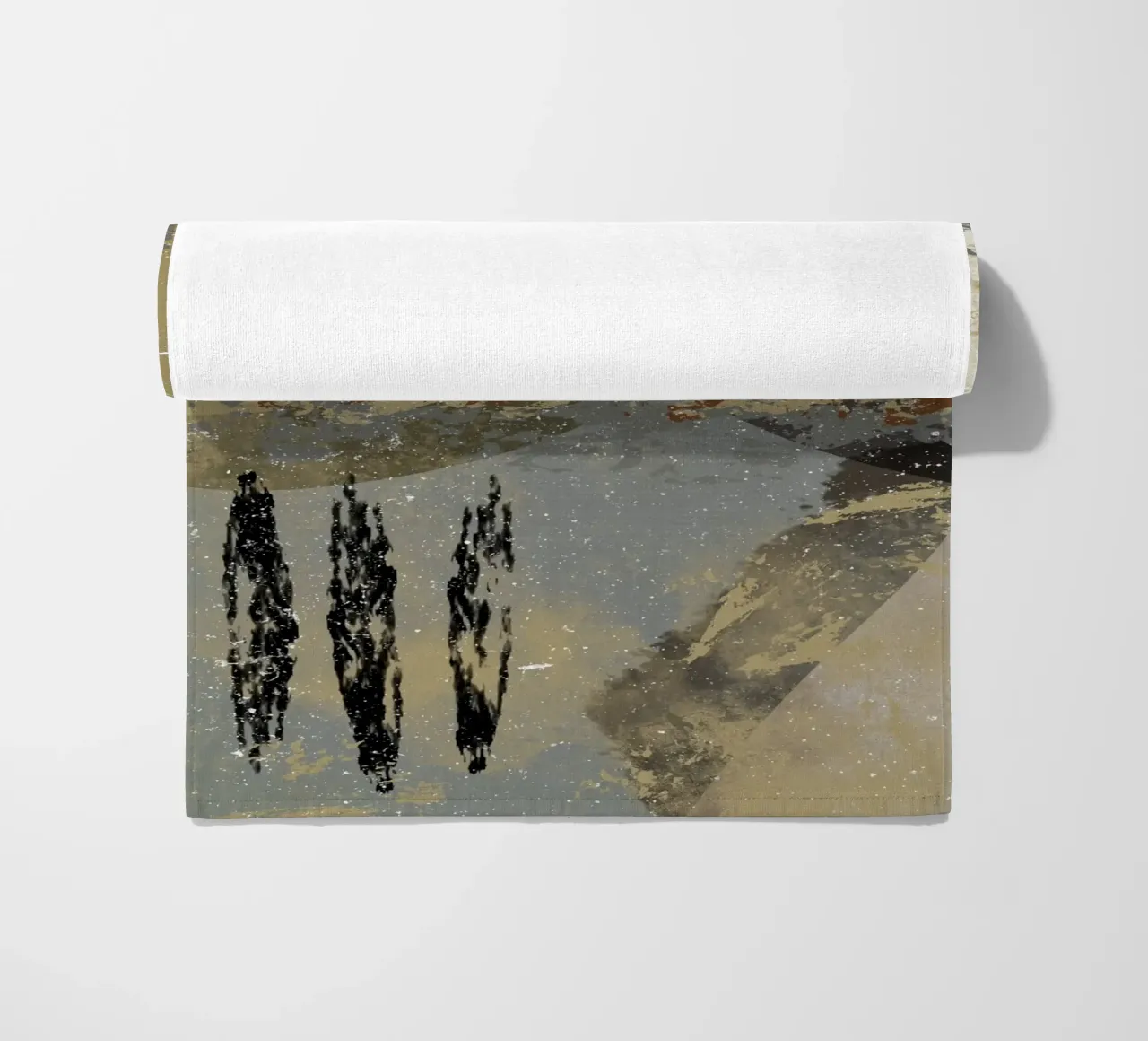 Modern abstract artwork in beige, rust, gray and brown telo mare da Imaginative