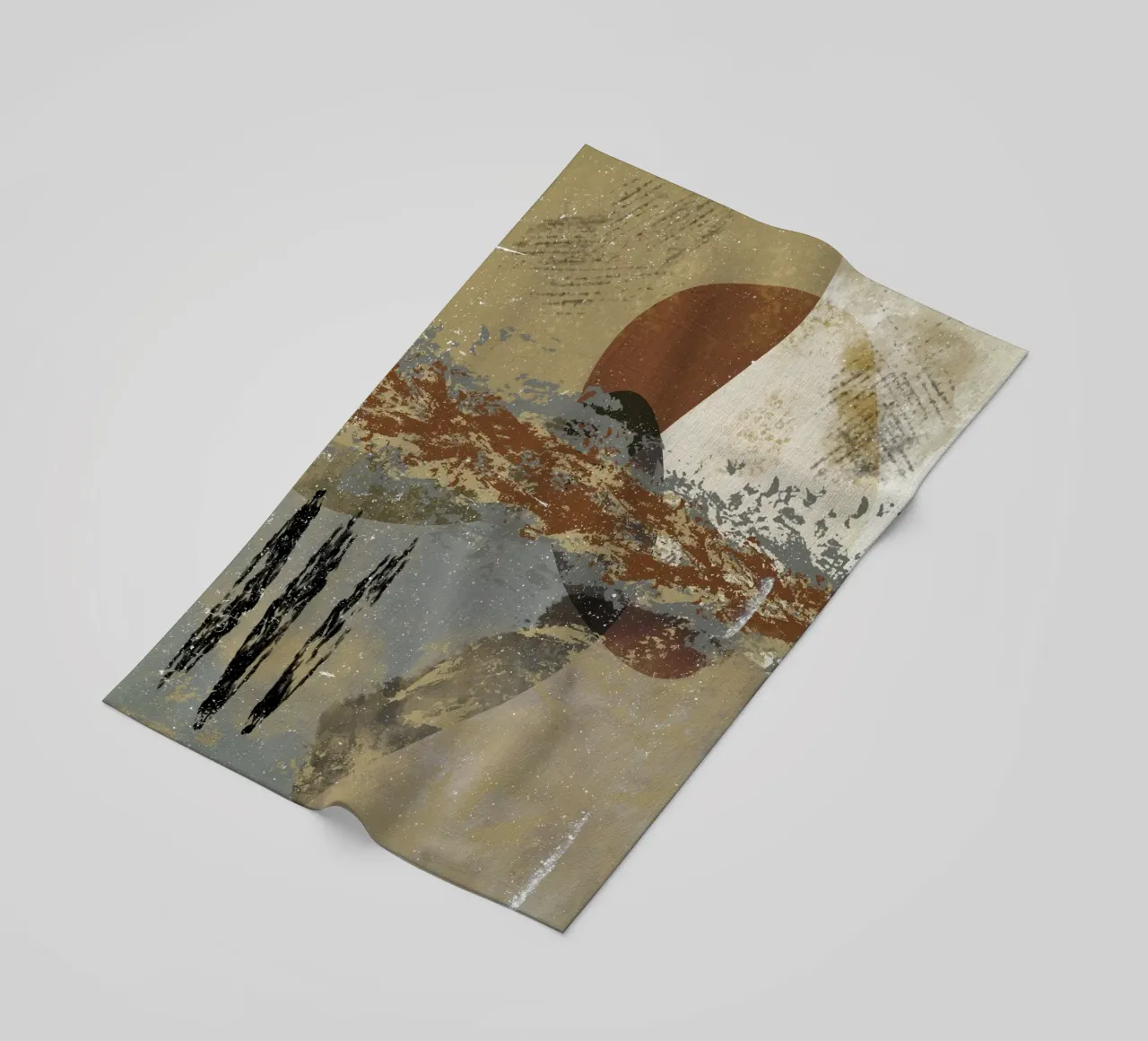 Modern abstract artwork in beige, rust, gray and brown telo mare da Imaginative