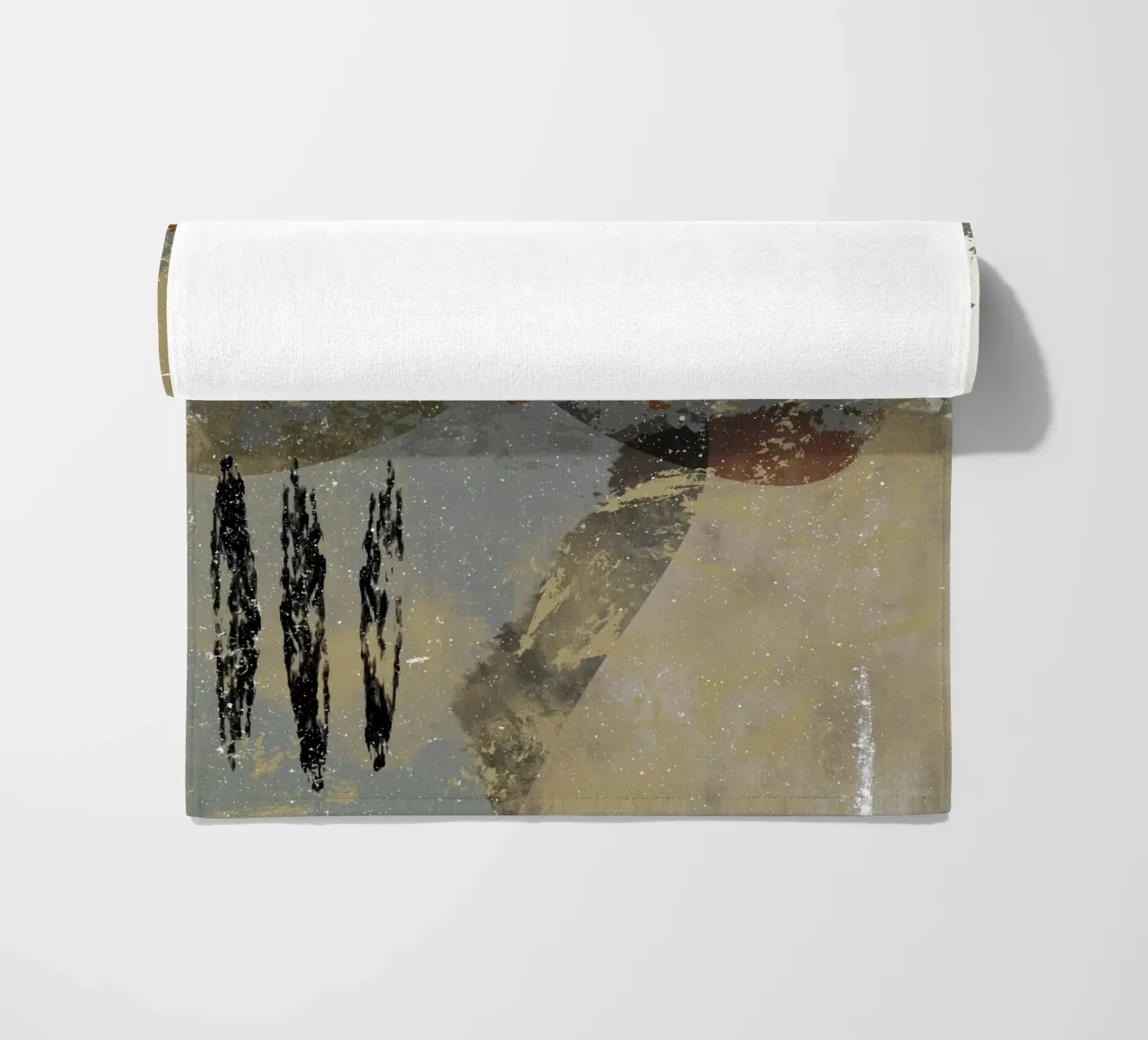Modern abstract artwork in beige, rust, gray and brown telo mare da Imaginative