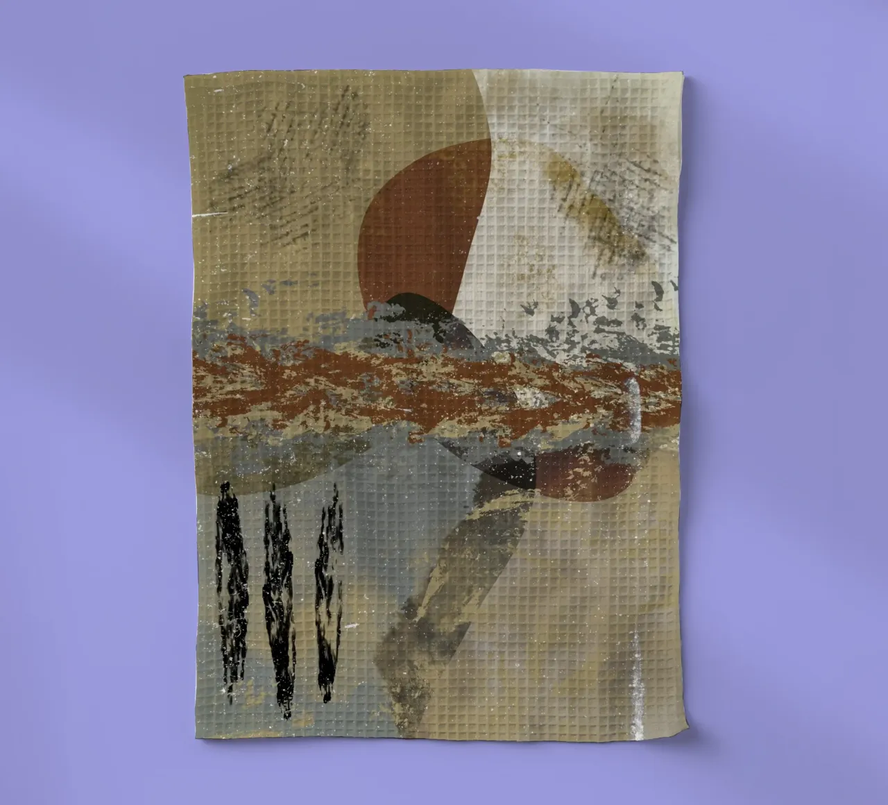 Modern abstract artwork in beige, rust, gray and brown canovaccio da cucina da Imaginative