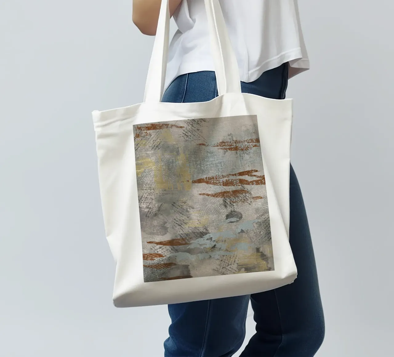 Modern abstract digital painting with textures and shapes borsa in juta da Imaginative