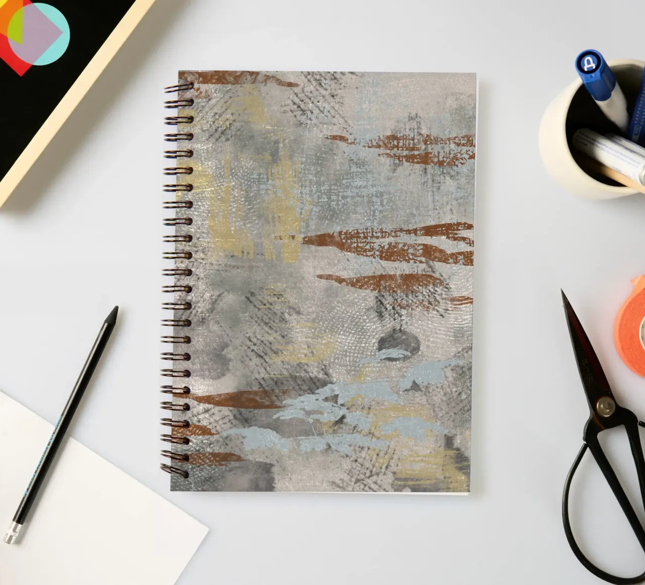 Modern abstract digital painting with textures and shapes diario ad anelli da Imaginative