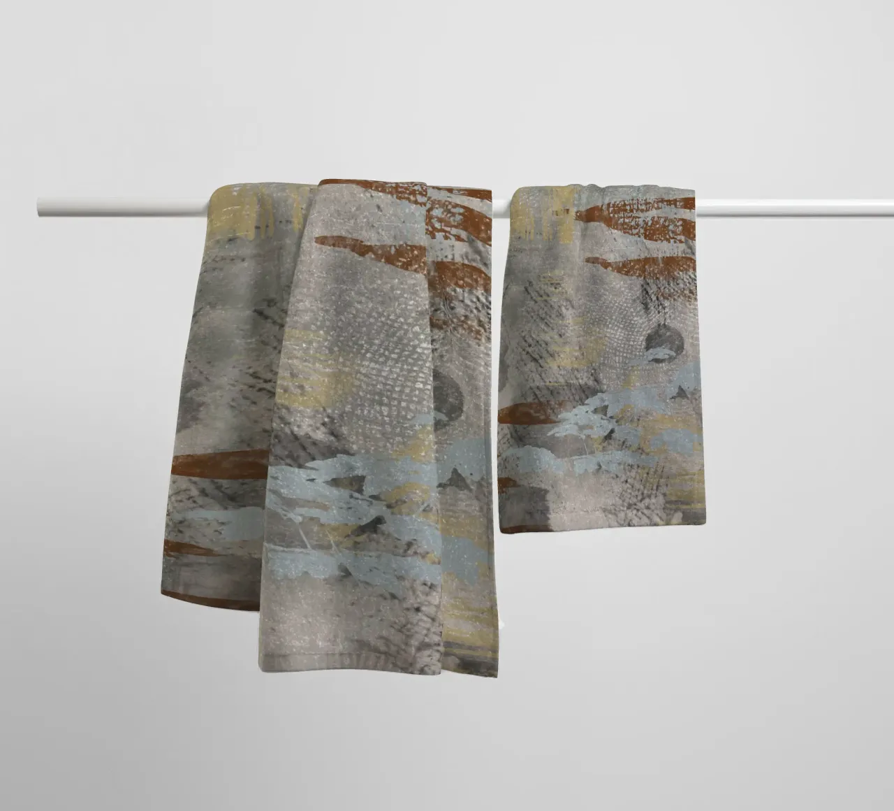 Modern abstract digital painting with textures and shapes asciugamano da bagno da Imaginative