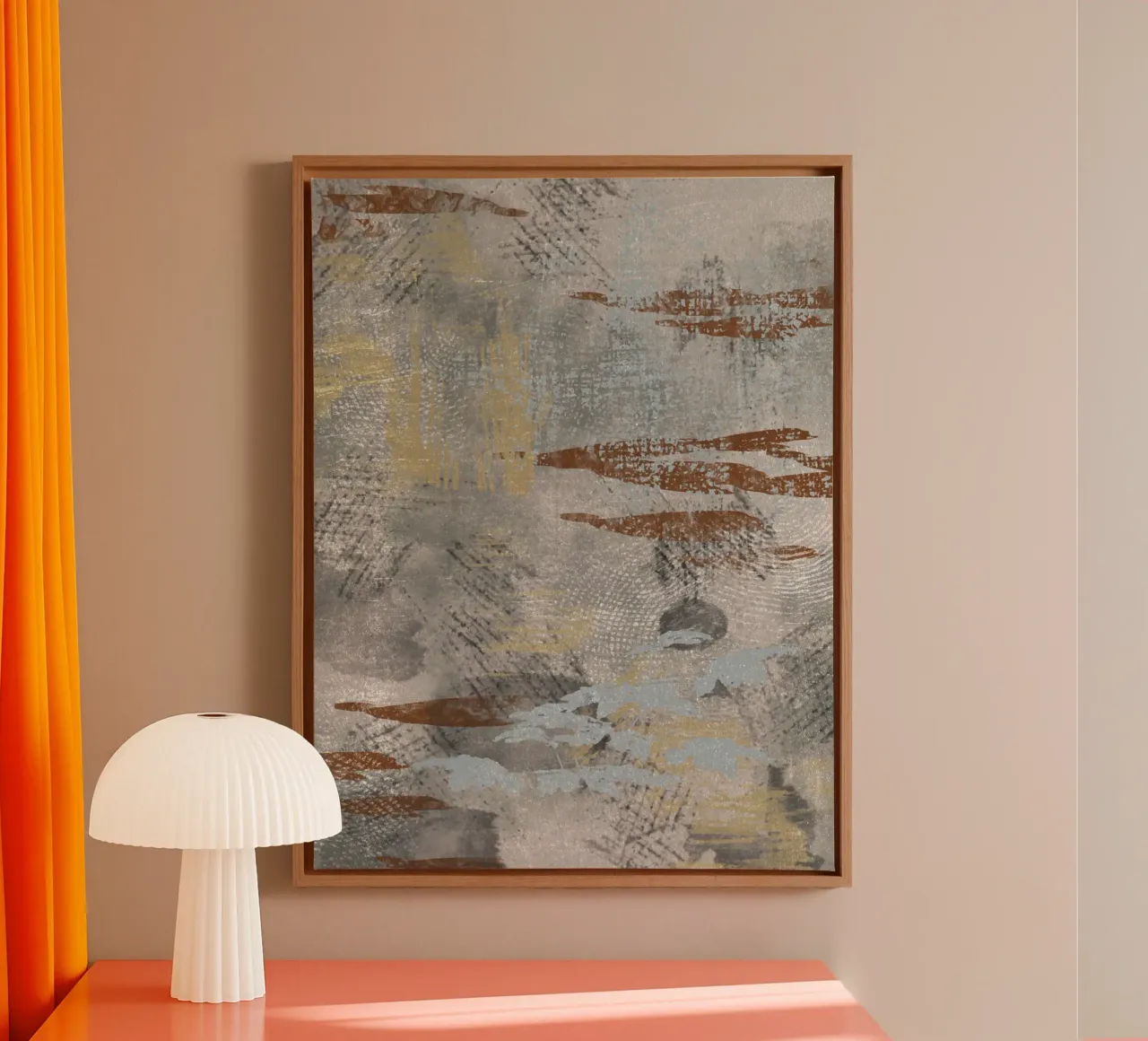 Modern abstract digital painting with textures and shapes canvas van Imaginative