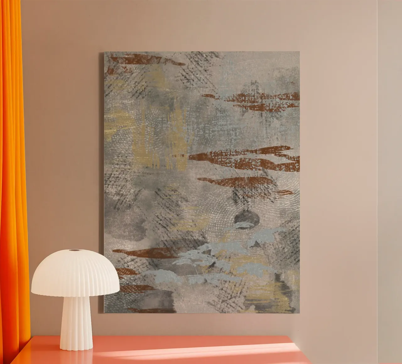 Modern abstract digital painting with textures and shapes canvas van Imaginative