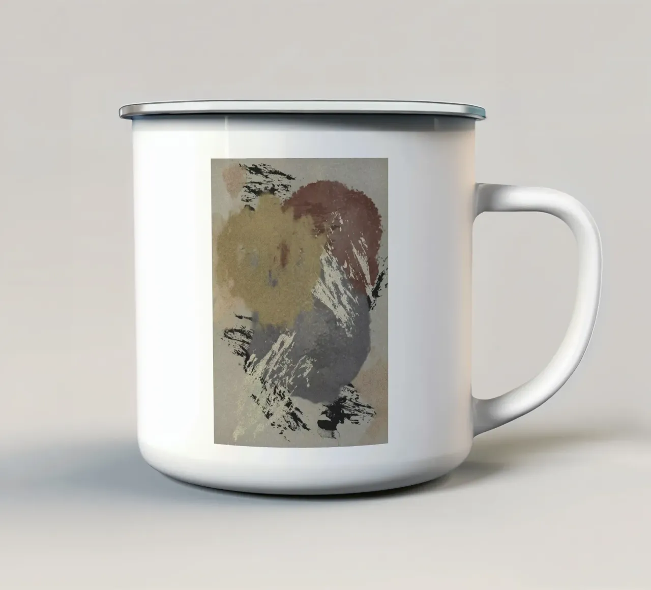 Organic shapes, brushstrokes and textures in earthy tones tazza in smalto da Imaginative