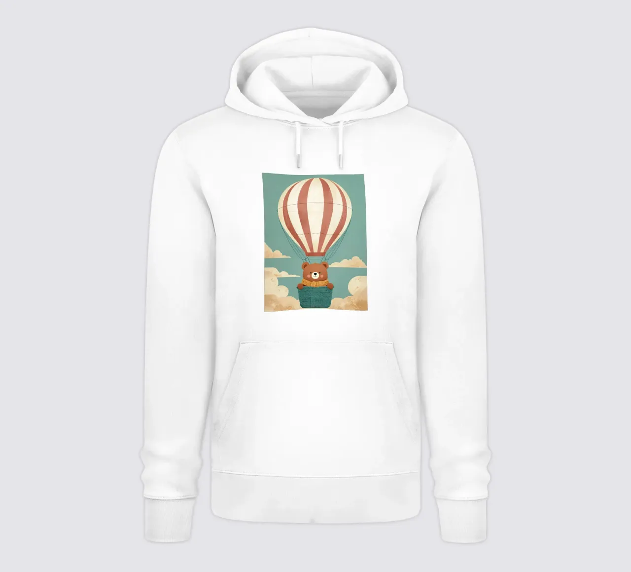 Illustrazione di un orso in mongolfiera felpa con cappuccio da BABY ART PRINTS