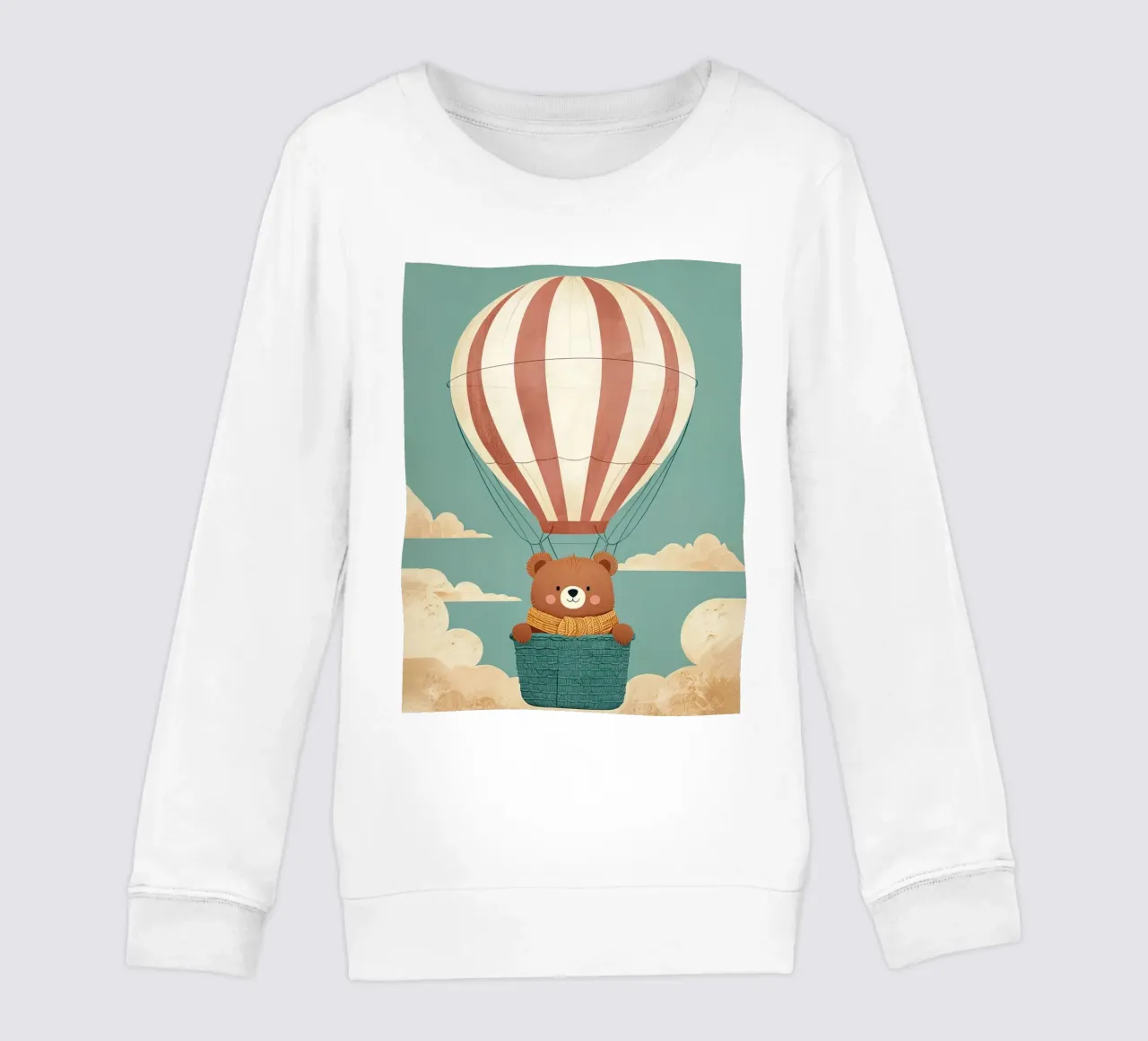 Illustrazione di un orso in mongolfiera felpa bambino da BABY ART PRINTS