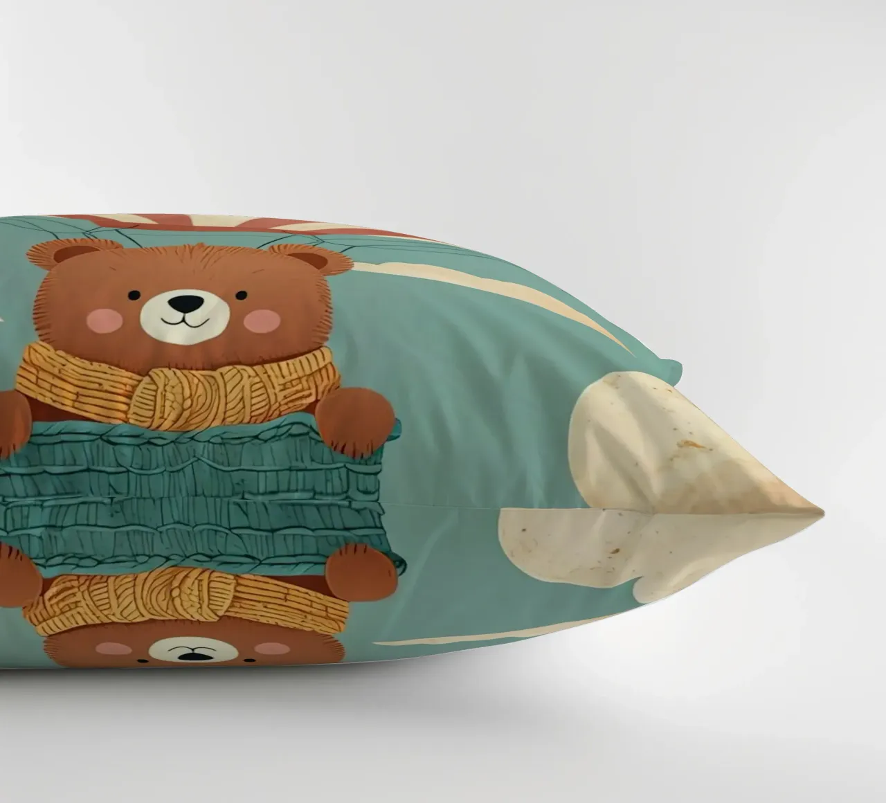 Illustrazione di un orso in mongolfiera cuscino da BABY ART PRINTS