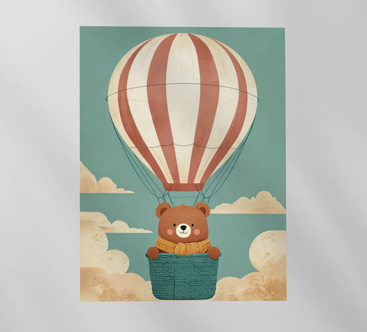 Illustrazione di un orso in mongolfiera pellicola backlit da BABY ART PRINTS