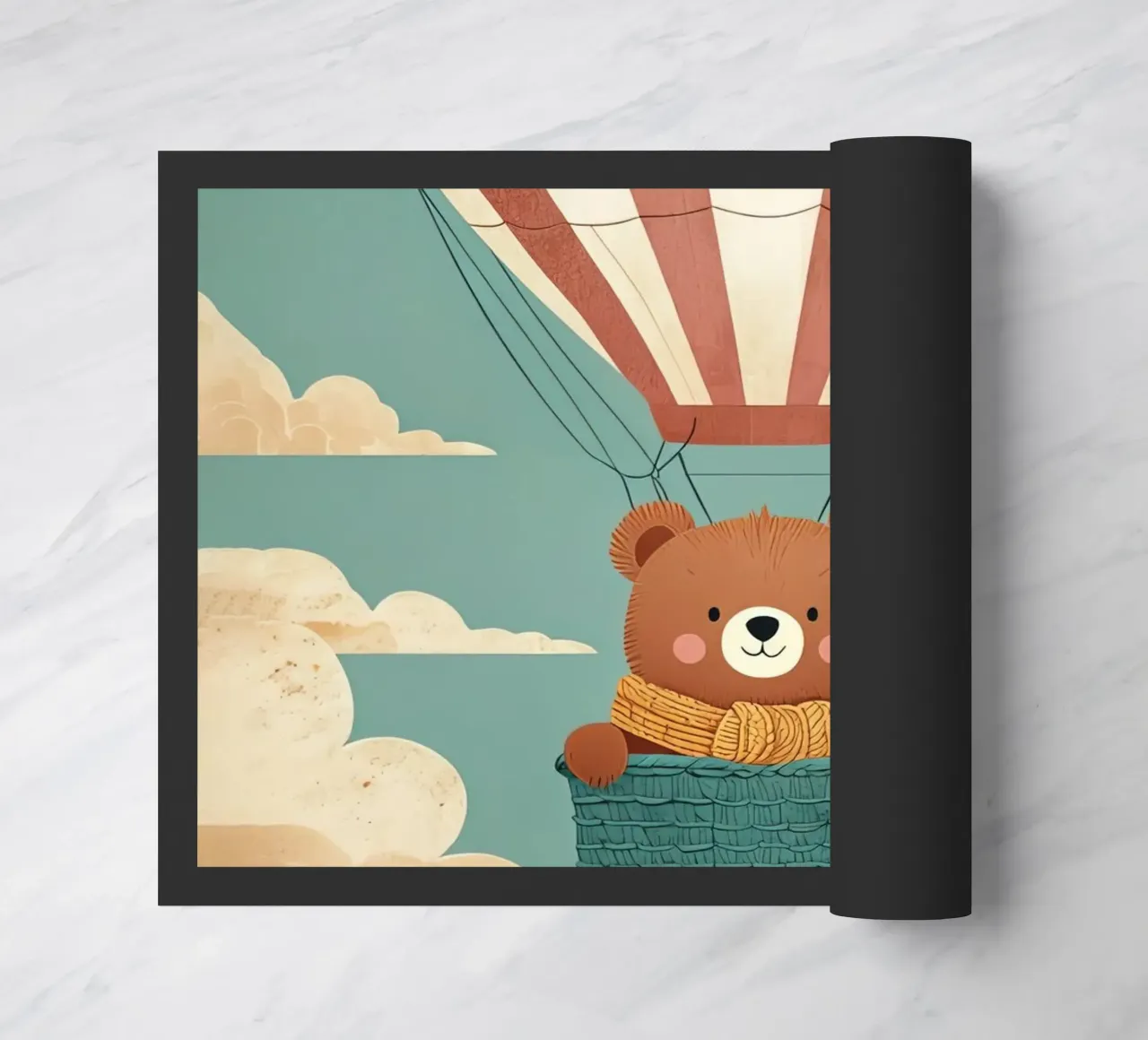 Illustrazione di un orso in mongolfiera zerbino da BABY ART PRINTS
