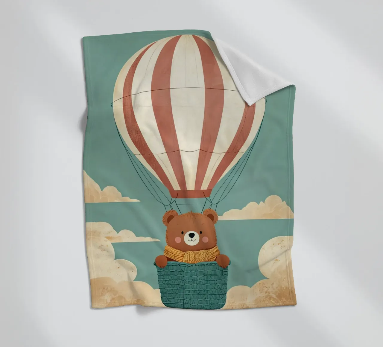 Illustrazione di un orso in mongolfiera coperta in pile da BABY ART PRINTS