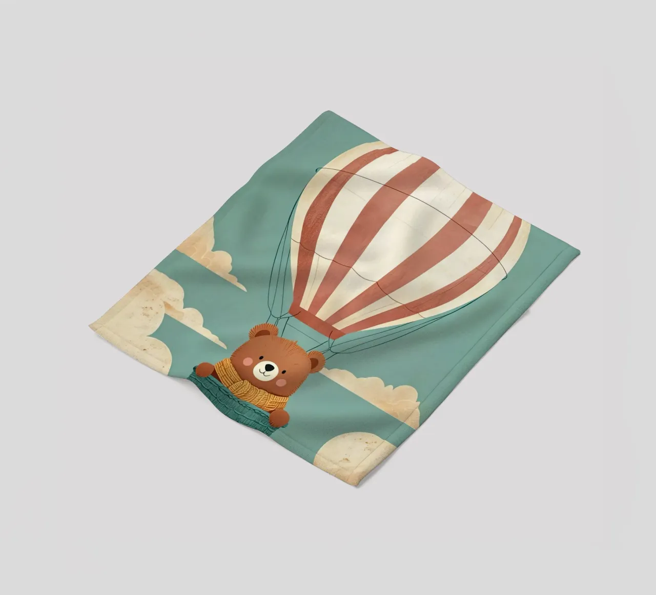 Illustrazione di un orso in mongolfiera coperta in pile da BABY ART PRINTS