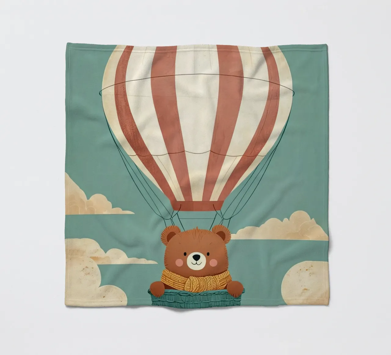 Illustrazione di un orso in mongolfiera coperta in pile da BABY ART PRINTS