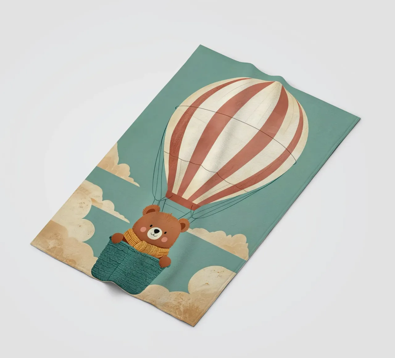 Illustrazione di un orso in mongolfiera coperta in pile da BABY ART PRINTS