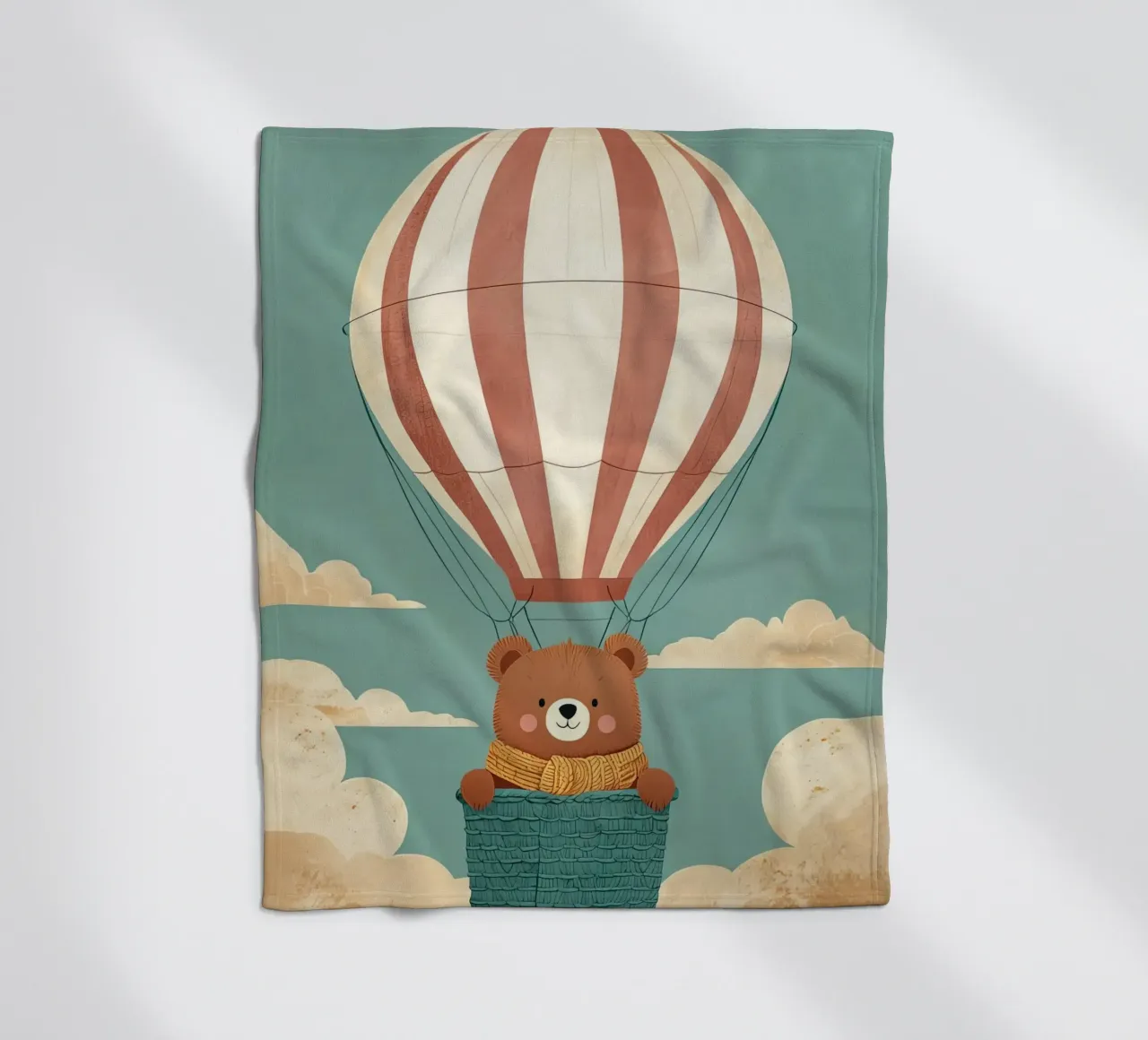 Illustrazione di un orso in mongolfiera coperta in pile da BABY ART PRINTS