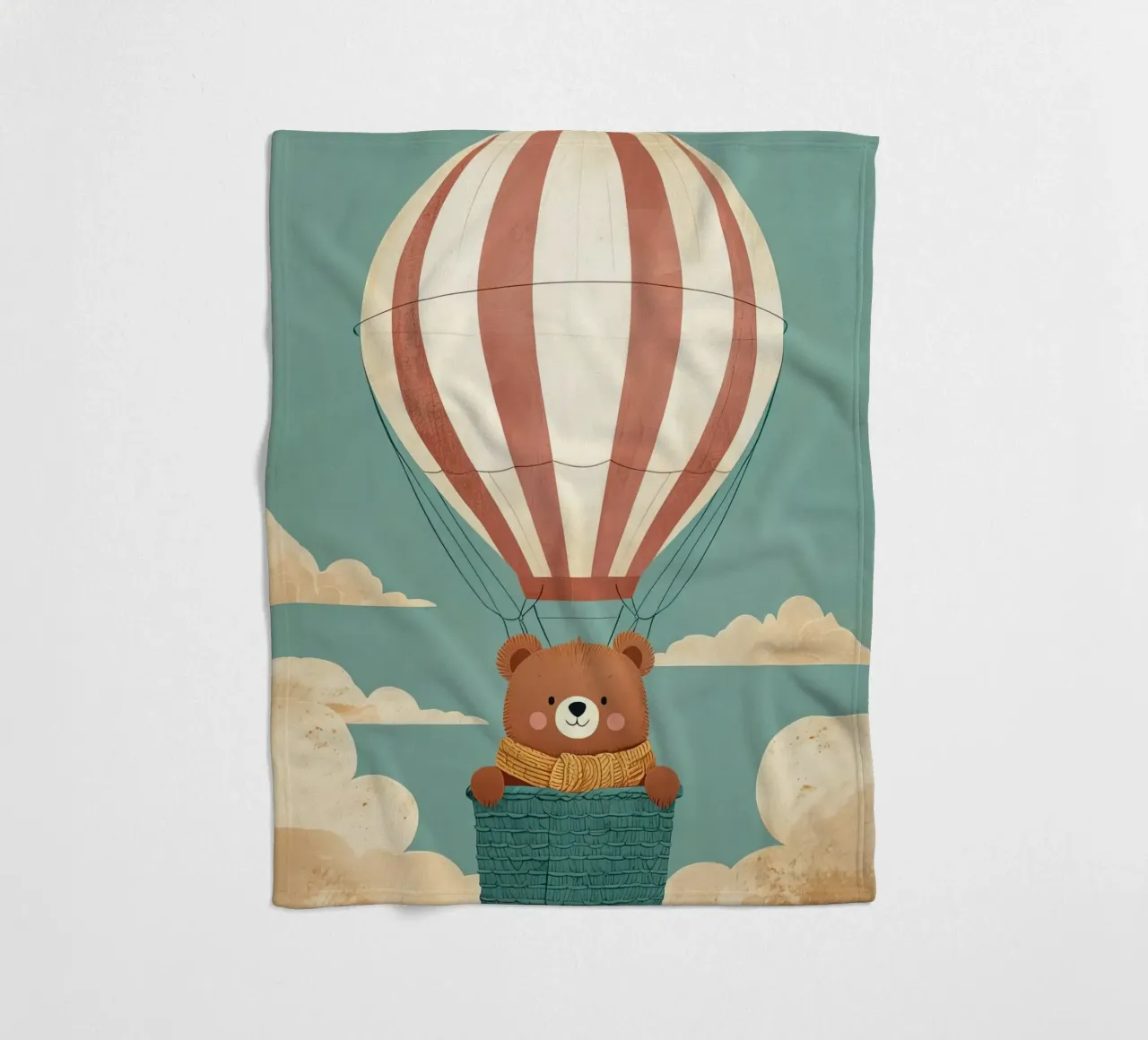 Illustrazione di un orso in mongolfiera coperta in pile da BABY ART PRINTS