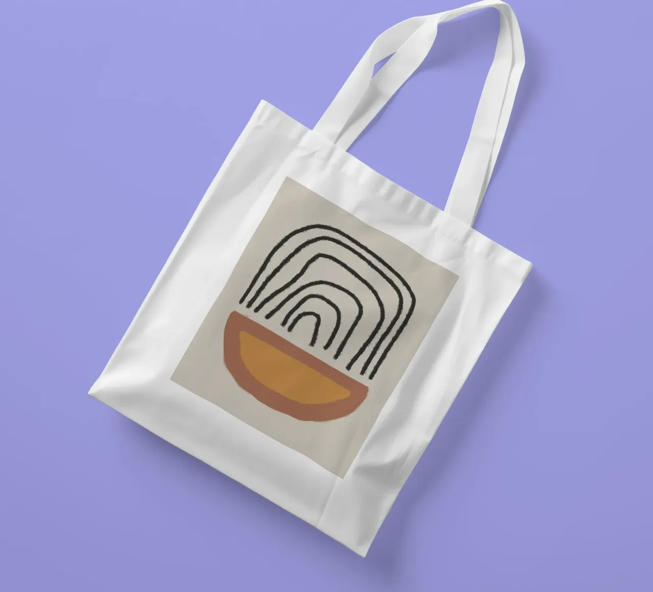 Abstract painting with organic shapes and lines borsa in juta da Imaginative