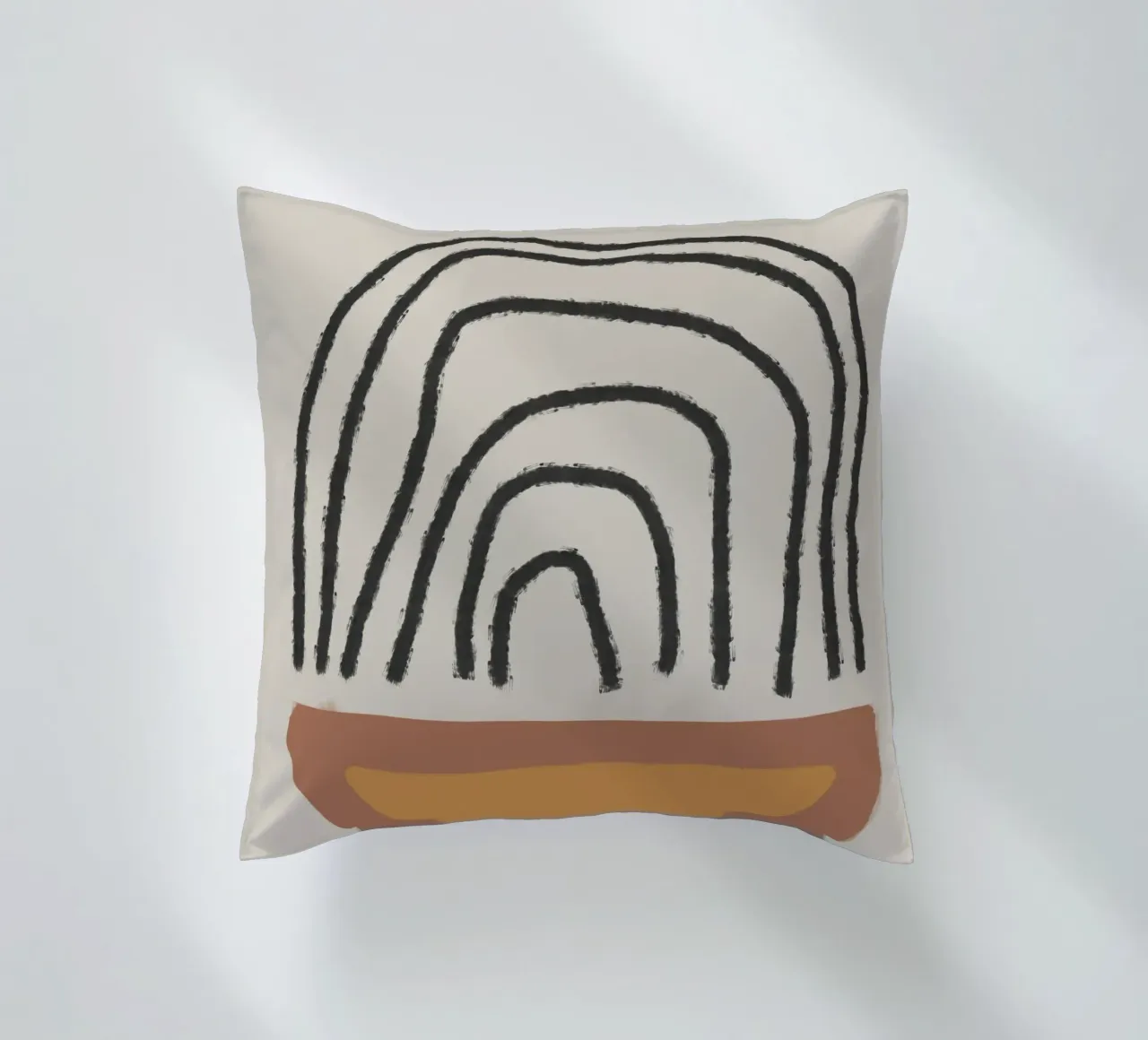 Abstract painting with organic shapes and lines cuscino da Imaginative