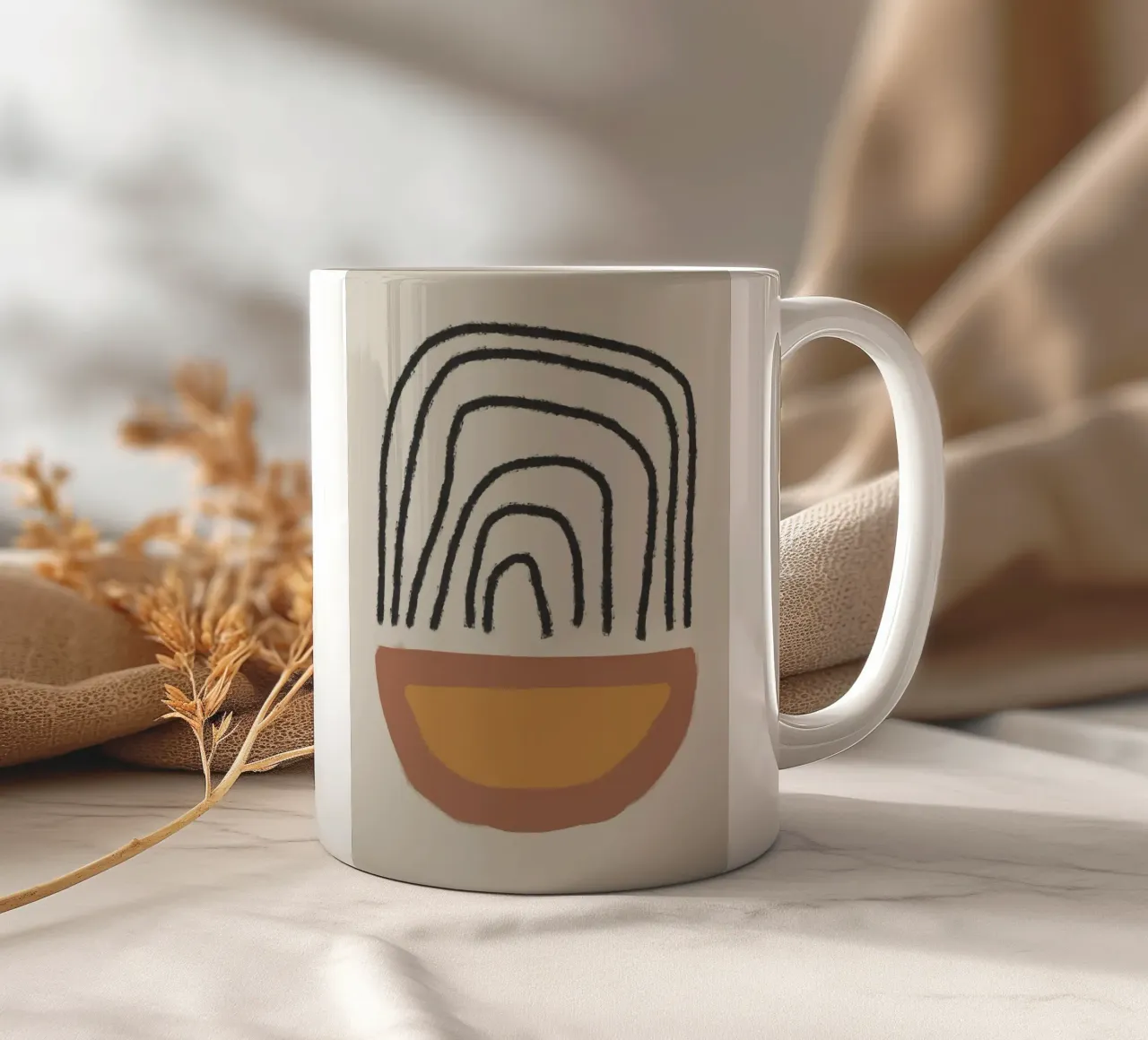 Abstract painting with organic shapes and lines tazza in ceramica da Imaginative