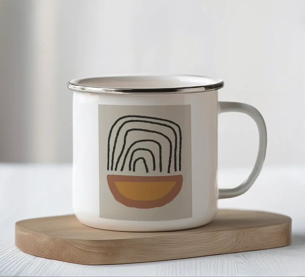 Abstract painting with organic shapes and lines tazza in smalto da Imaginative