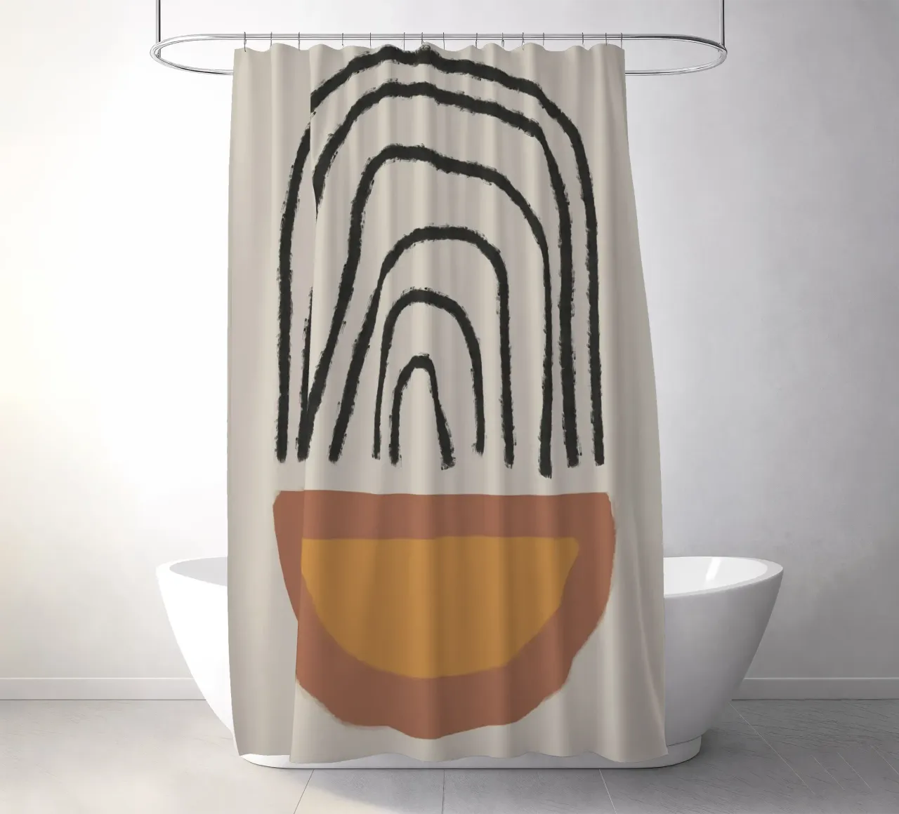 Abstract painting with organic shapes and lines tenda da doccia da Imaginative