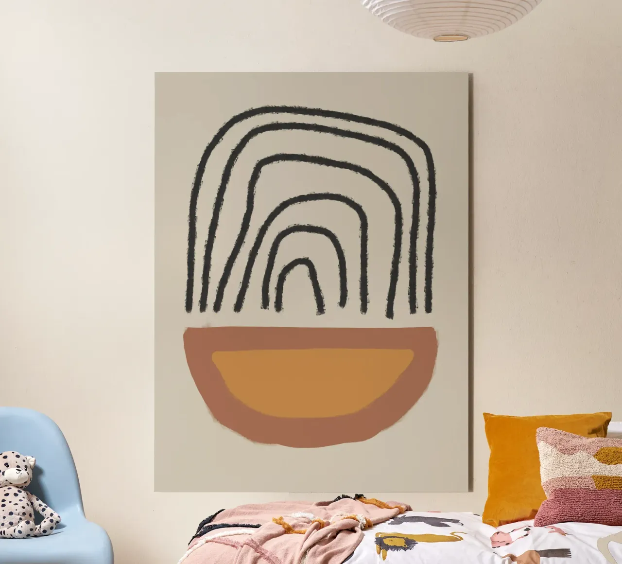 Abstract painting with organic shapes and lines pannello forex da Imaginative