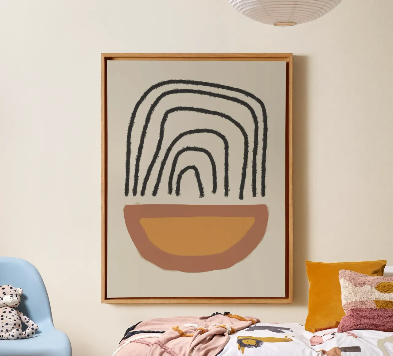 Abstract painting with organic shapes and lines tela da Imaginative