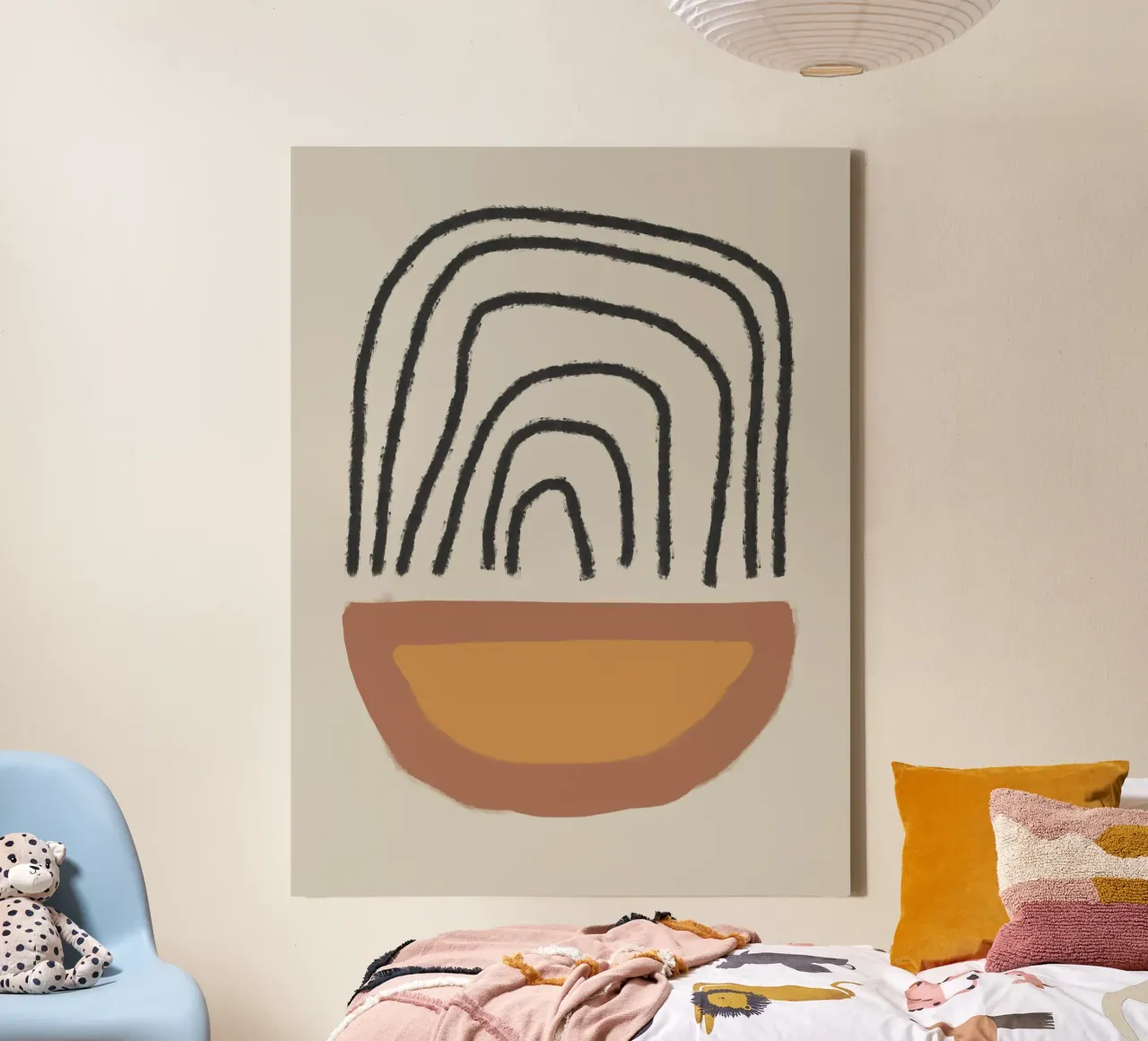 Abstract painting with organic shapes and lines tela da Imaginative