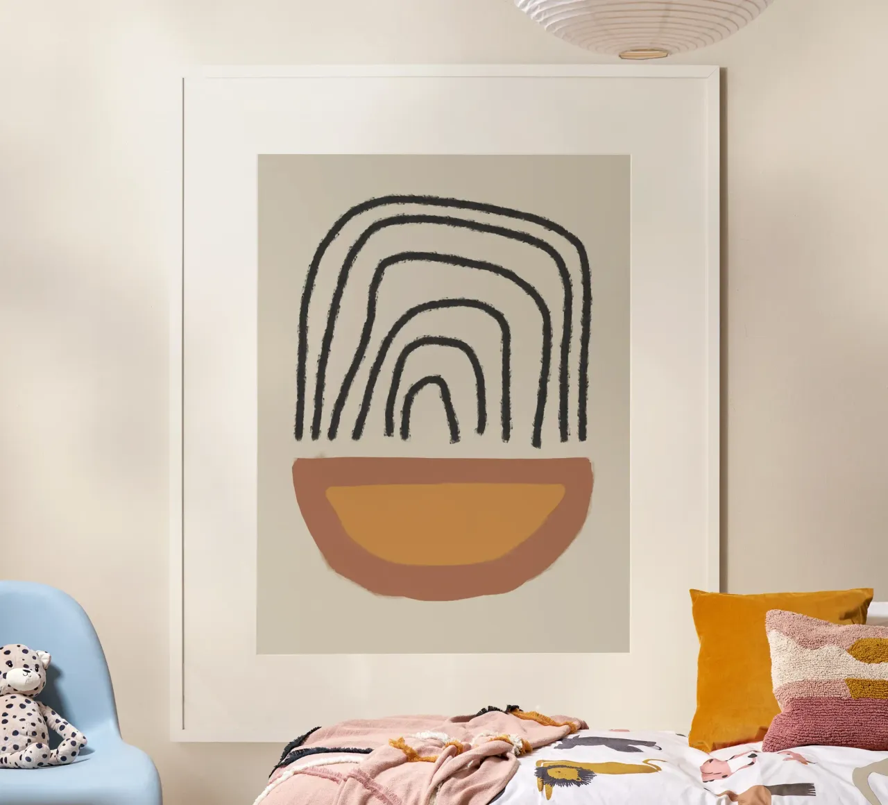 Abstract painting with organic shapes and lines poster da Imaginative