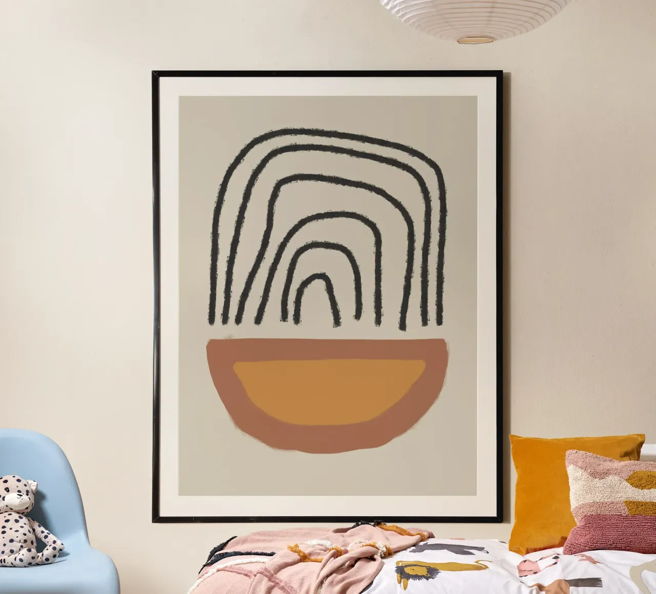 Abstract painting with organic shapes and lines poster da Imaginative