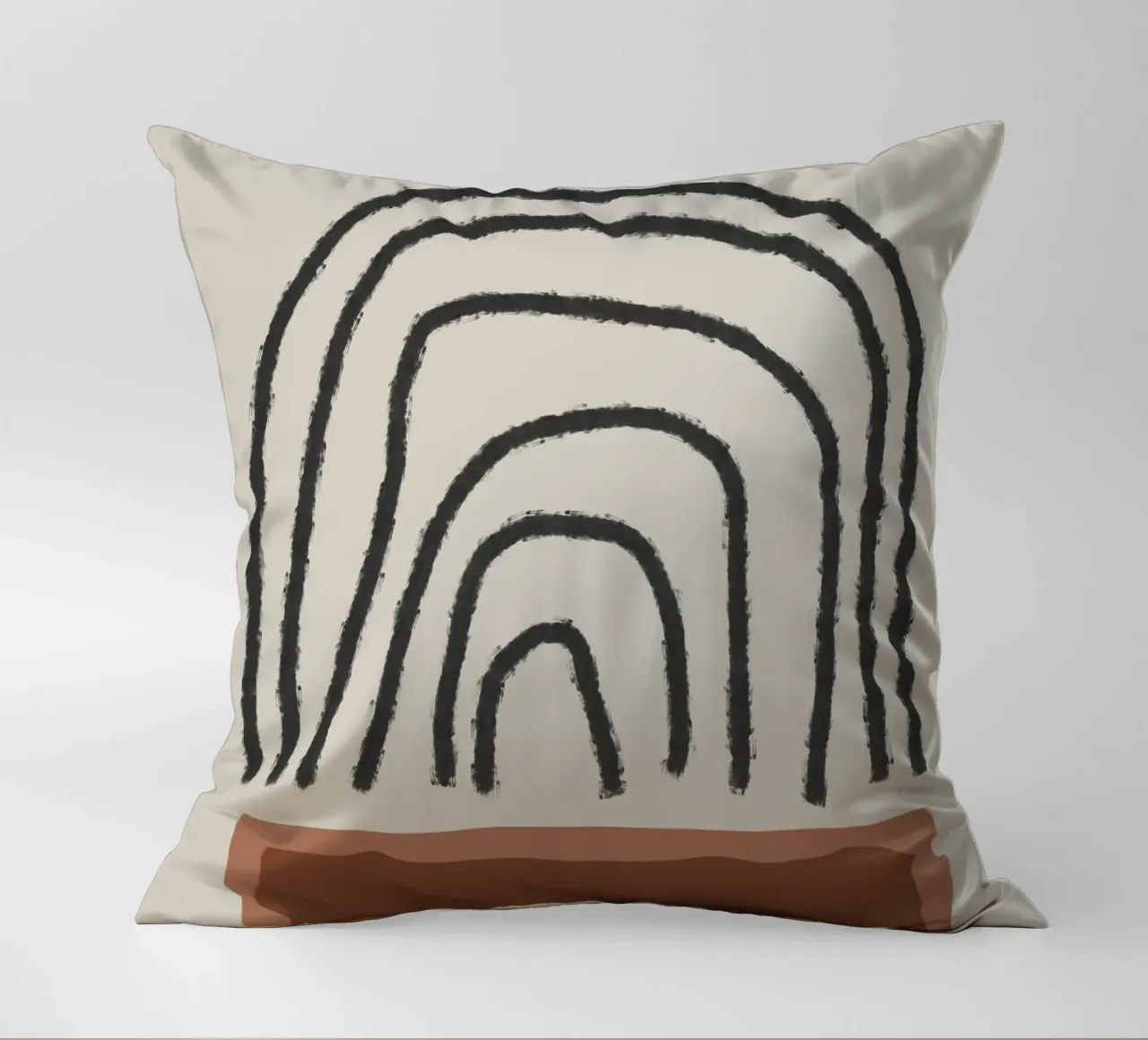Abstract painting with organic shapes in earth tones cuscino da Imaginative