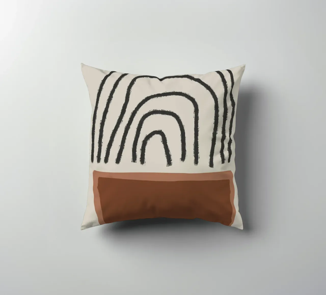 Abstract painting with organic shapes in earth tones cuscino da Imaginative