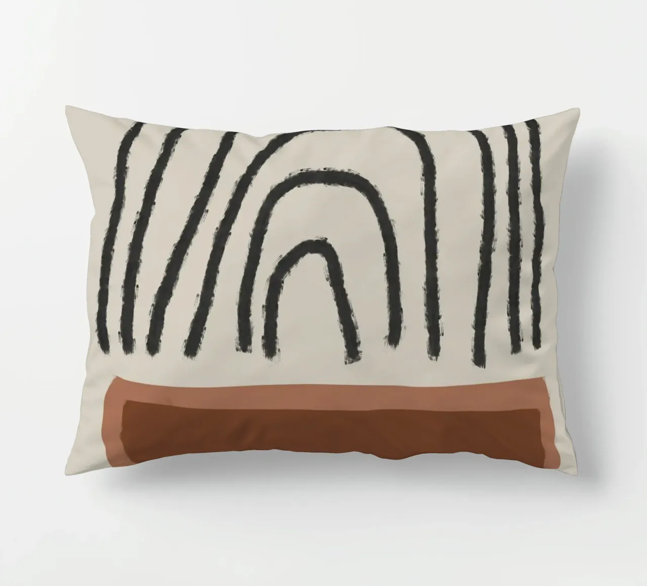 Abstract painting with organic shapes in earth tones cuscino da Imaginative