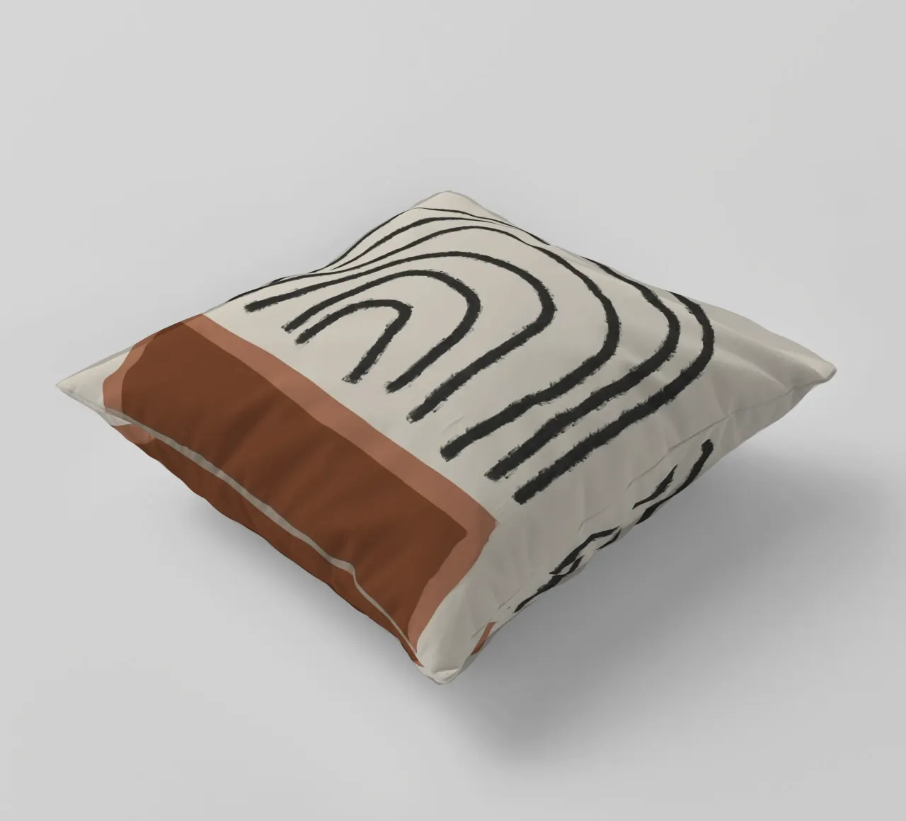 Abstract painting with organic shapes in earth tones cuscino da Imaginative