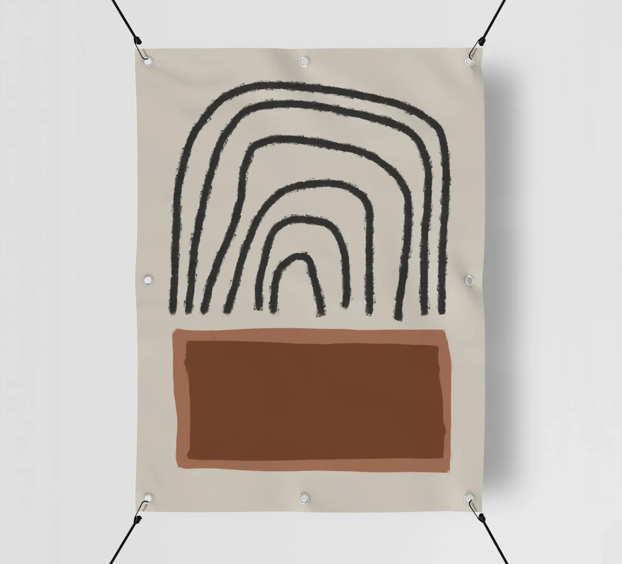 Abstract painting with organic shapes in earth tones telo in pvc da Imaginative