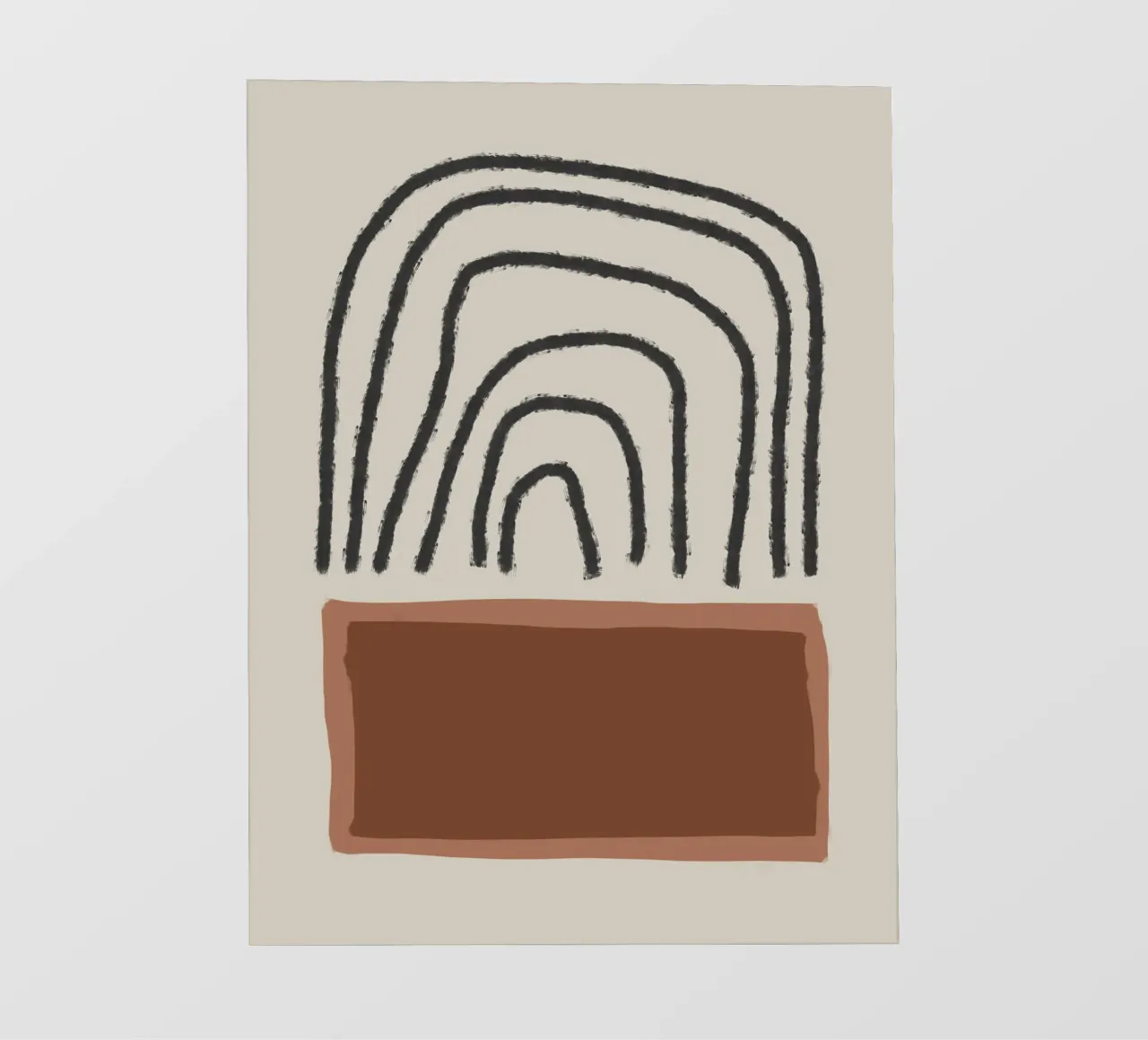 Abstract painting with organic shapes in earth tones telo in pvc da Imaginative