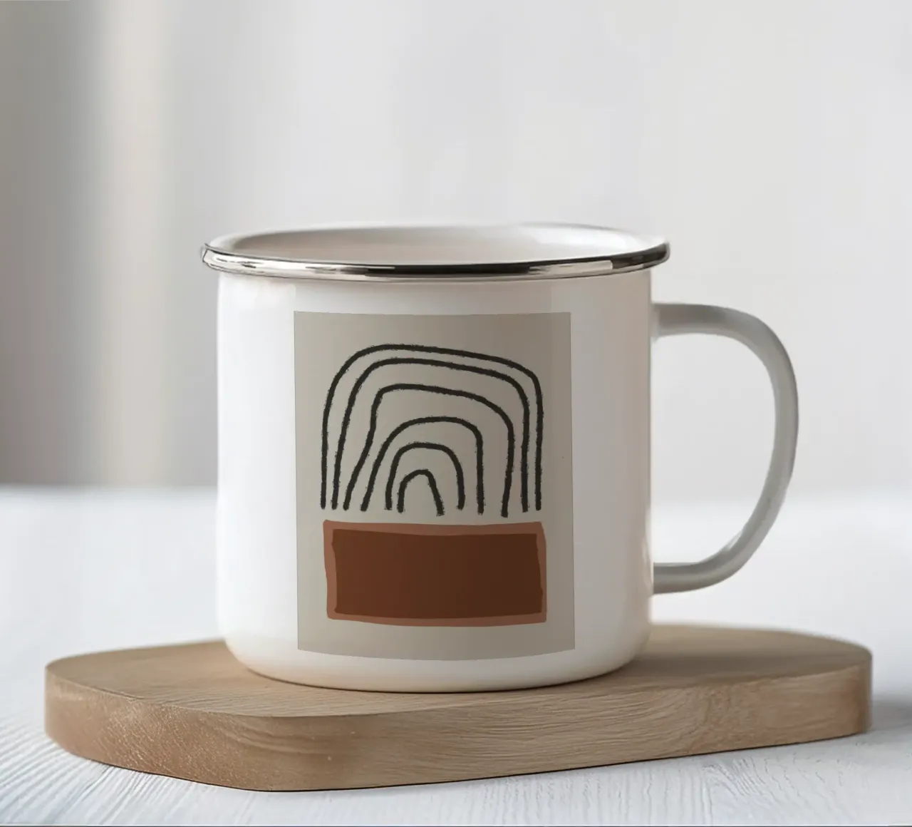 Abstract painting with organic shapes in earth tones tazza in smalto da Imaginative