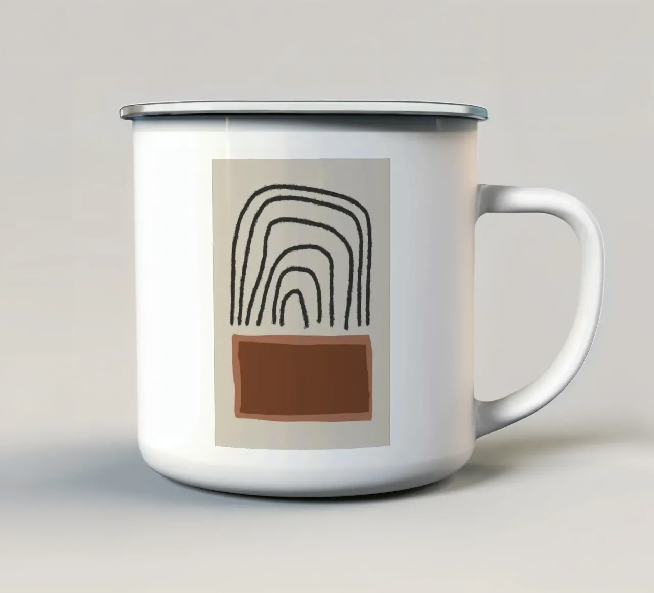 Abstract painting with organic shapes in earth tones tazza in smalto da Imaginative