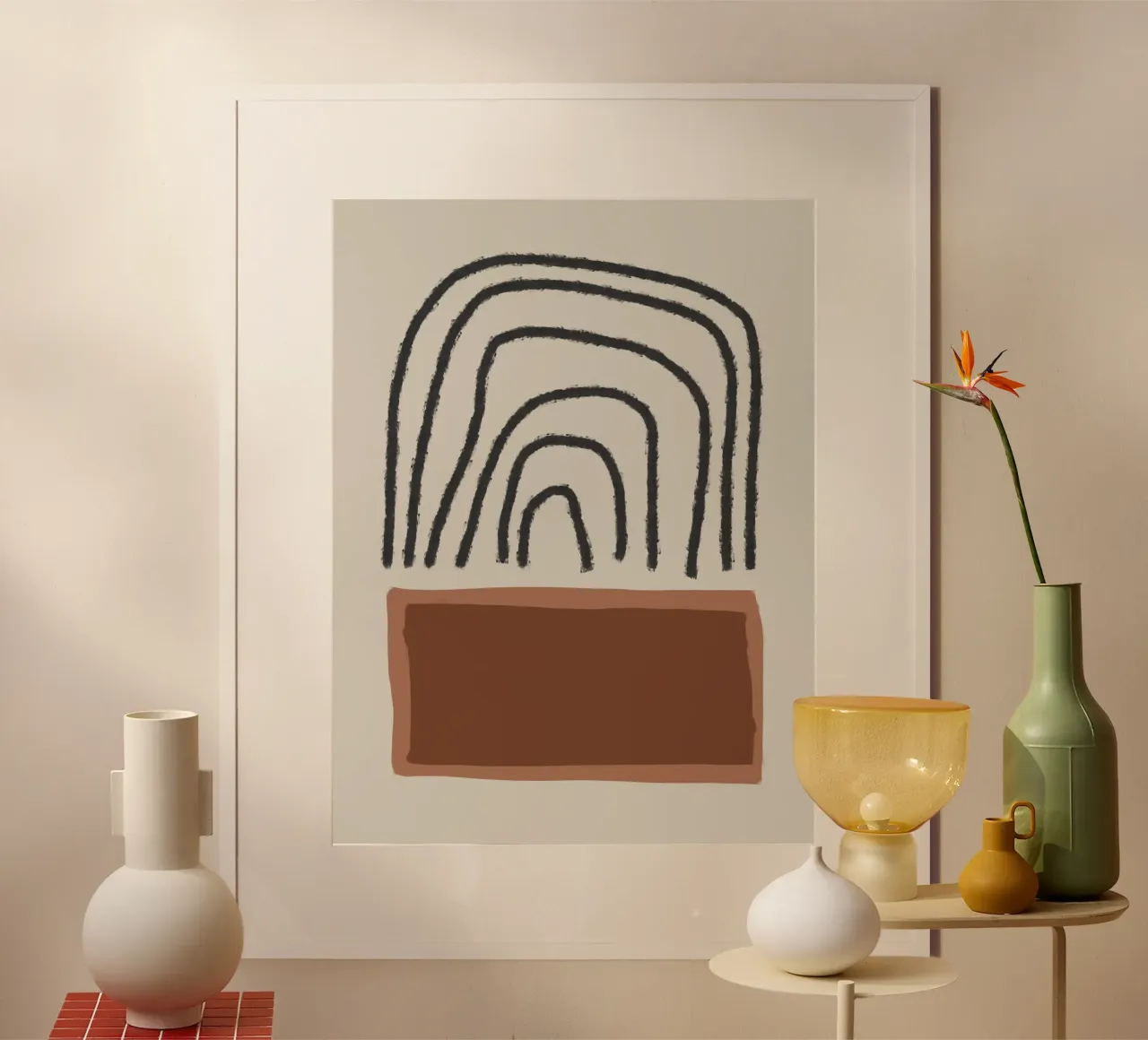 Abstract painting with organic shapes in earth tones carta hahnemühle da Imaginative
