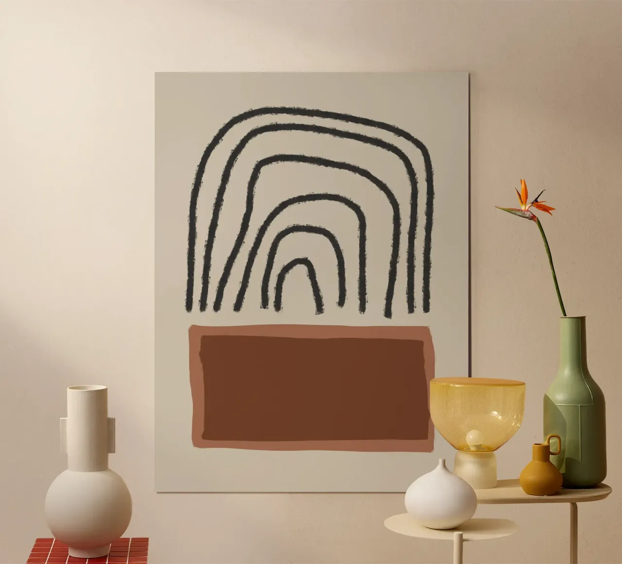 Abstract painting with organic shapes in earth tones carta hahnemühle da Imaginative