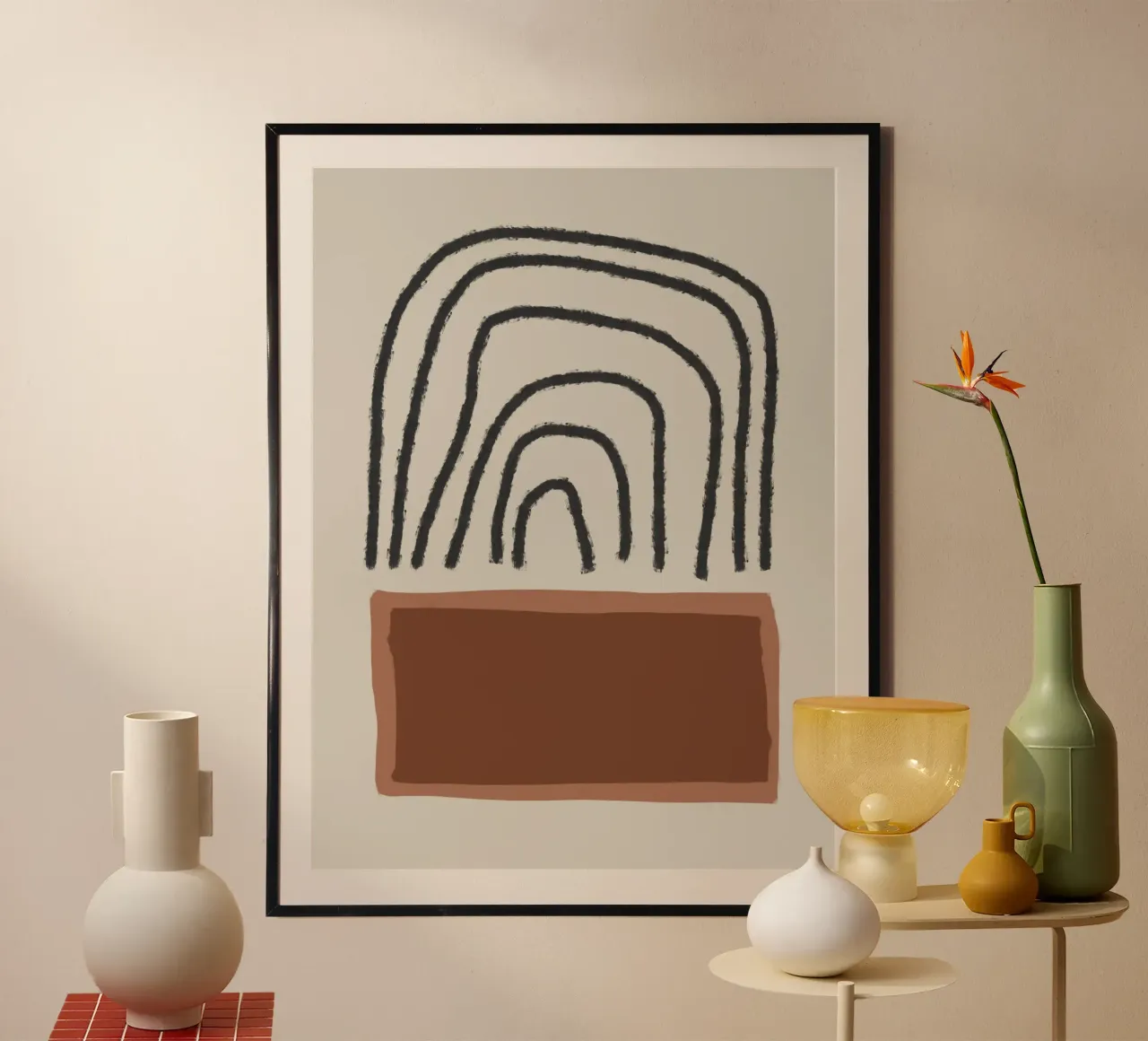 Abstract painting with organic shapes in earth tones carta hahnemühle da Imaginative